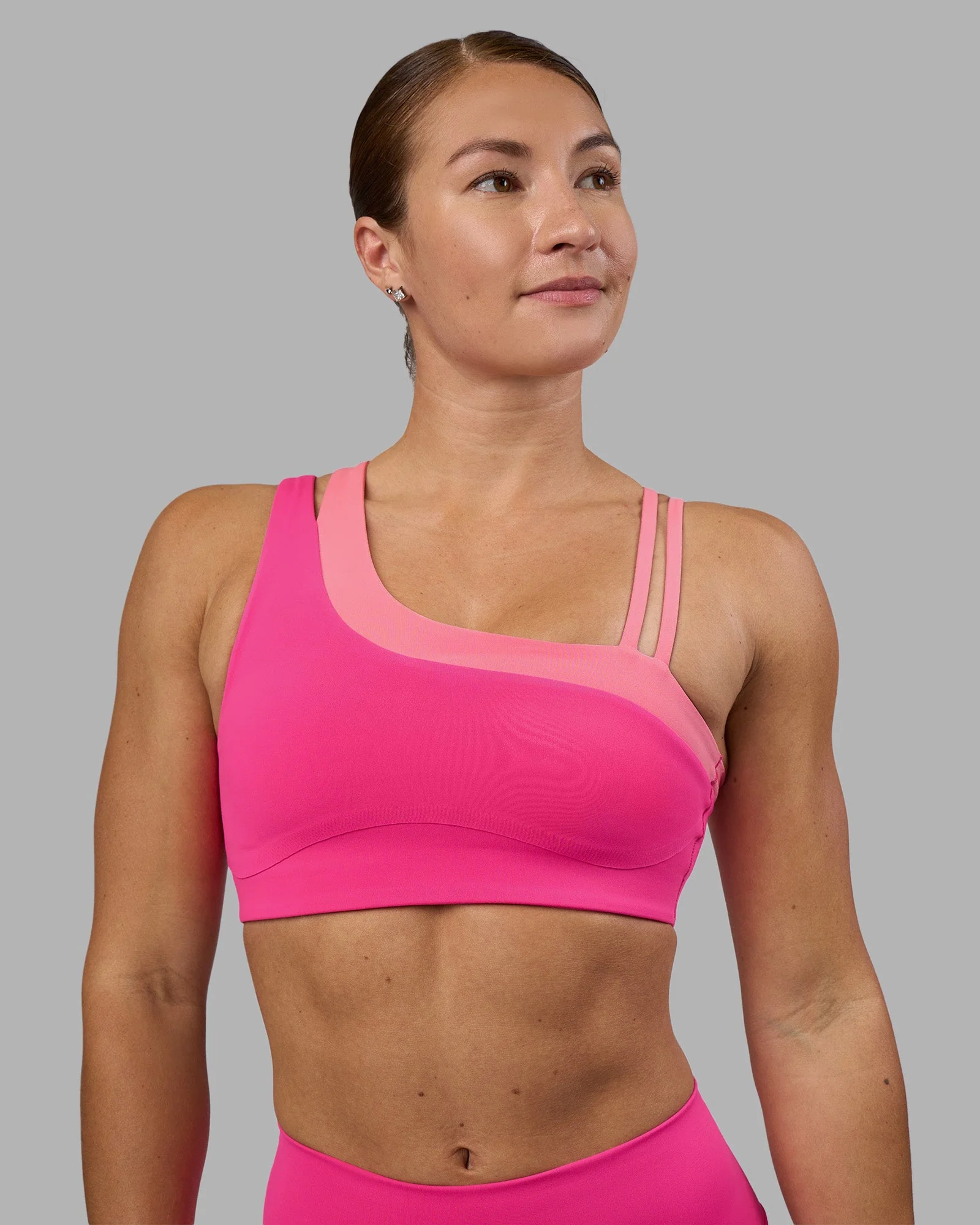 Thrive Asymmetric Sports Bra - Ultra Pink-Candy Pink