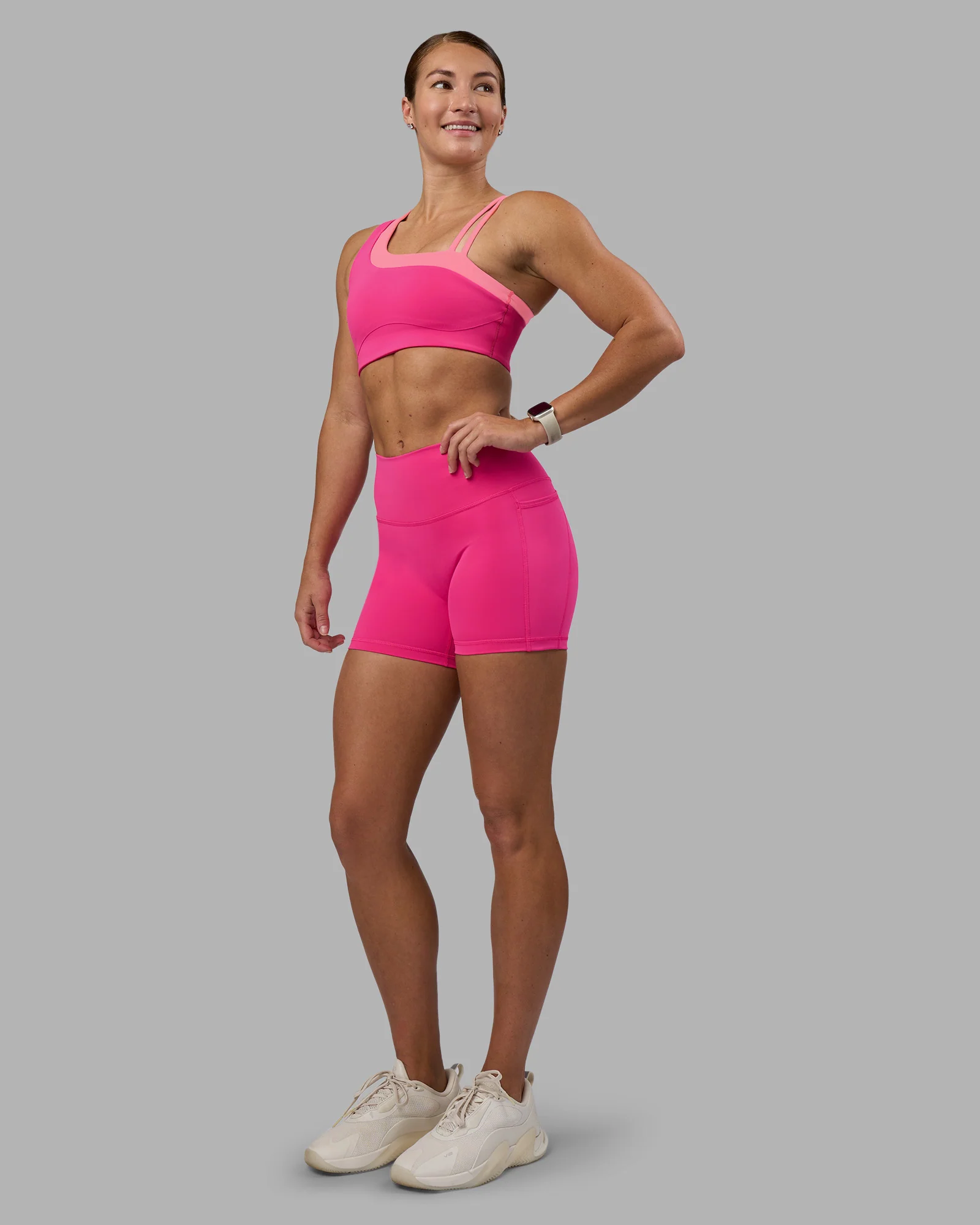 Thrive Asymmetric Sports Bra - Ultra Pink-Candy Pink - Image 5