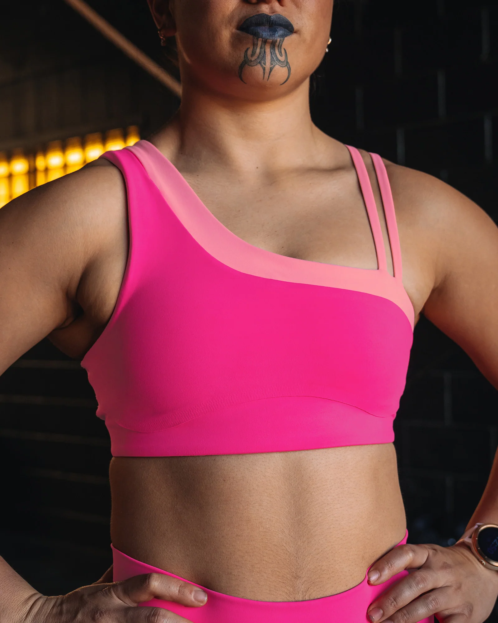 Thrive Asymmetric Sports Bra - Ultra Pink-Candy Pink - Image 6
