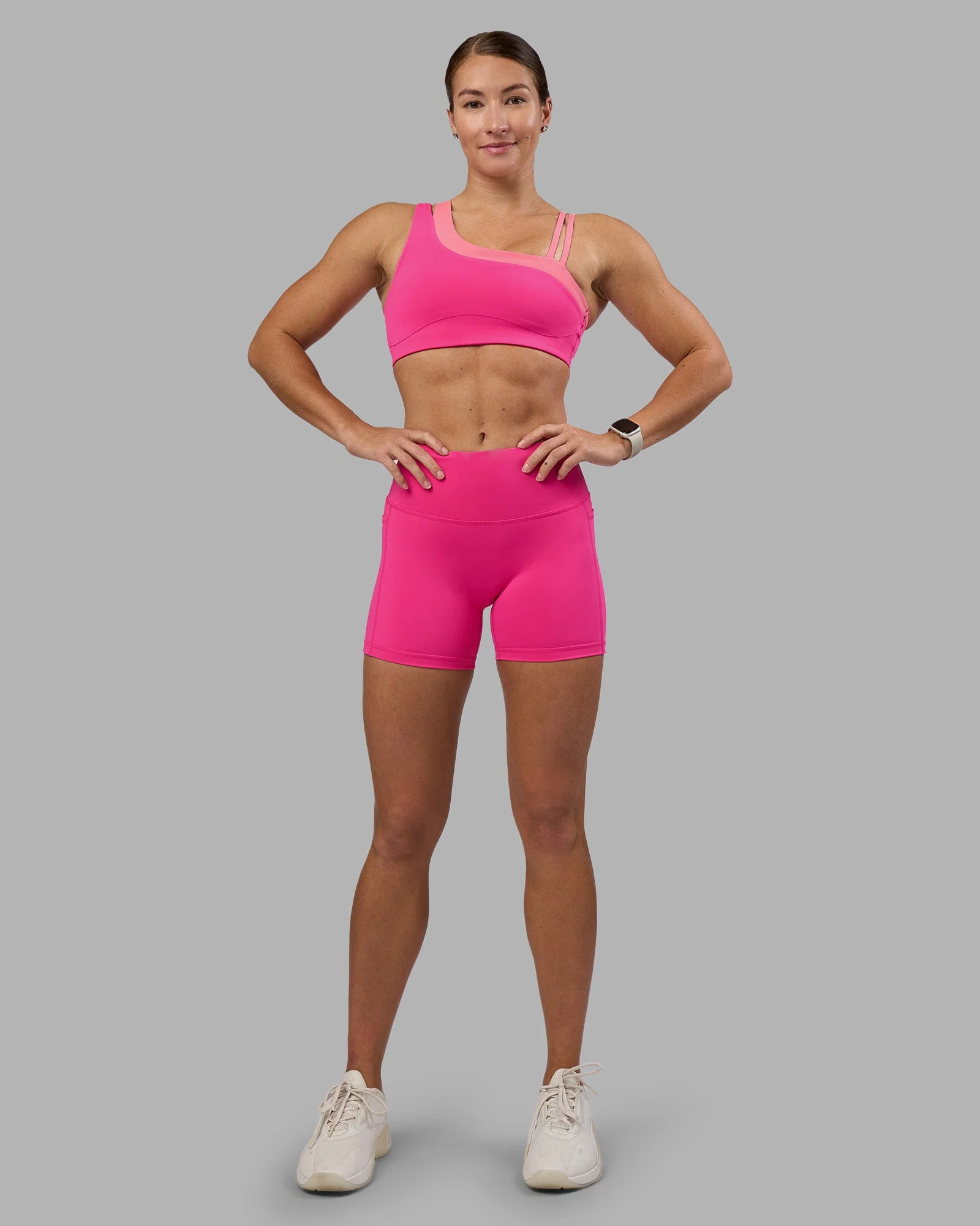 Thrive Asymmetric Sports Bra - Ultra Pink-Candy Pink - Image 7