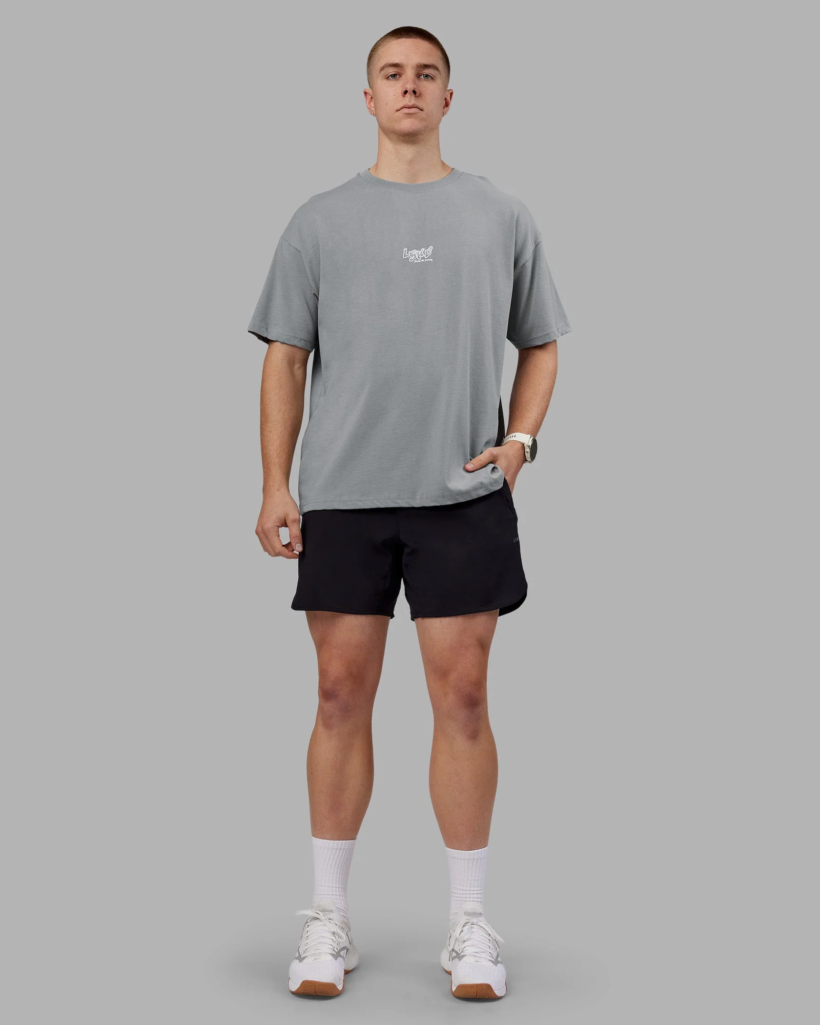 Time's Up Heavyweight Oversized Tee - Circular Grey-White - Image 11