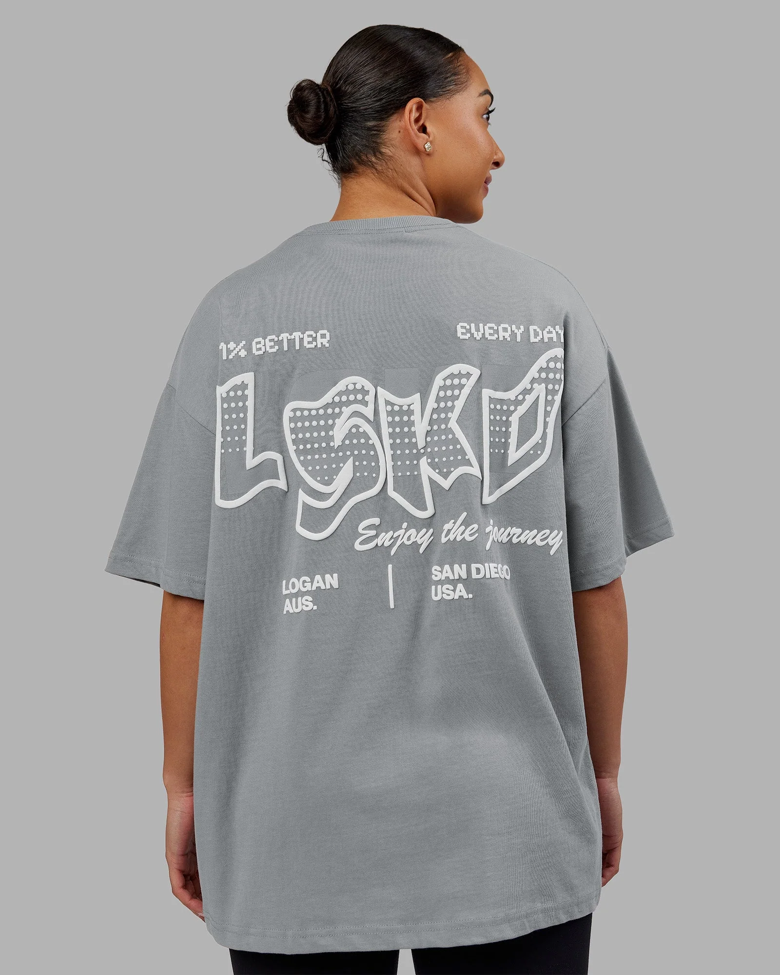 Time's Up Heavyweight Oversized Tee - Circular Grey-White - Image 2