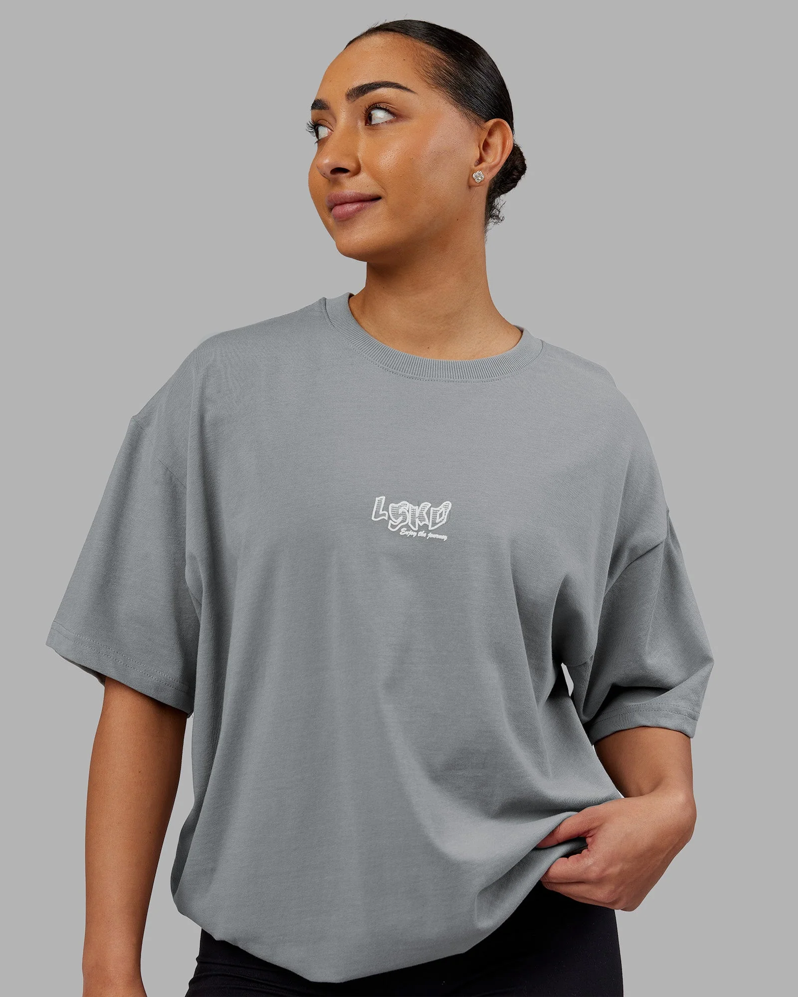 Time's Up Heavyweight Oversized Tee - Circular Grey-White - Image 4