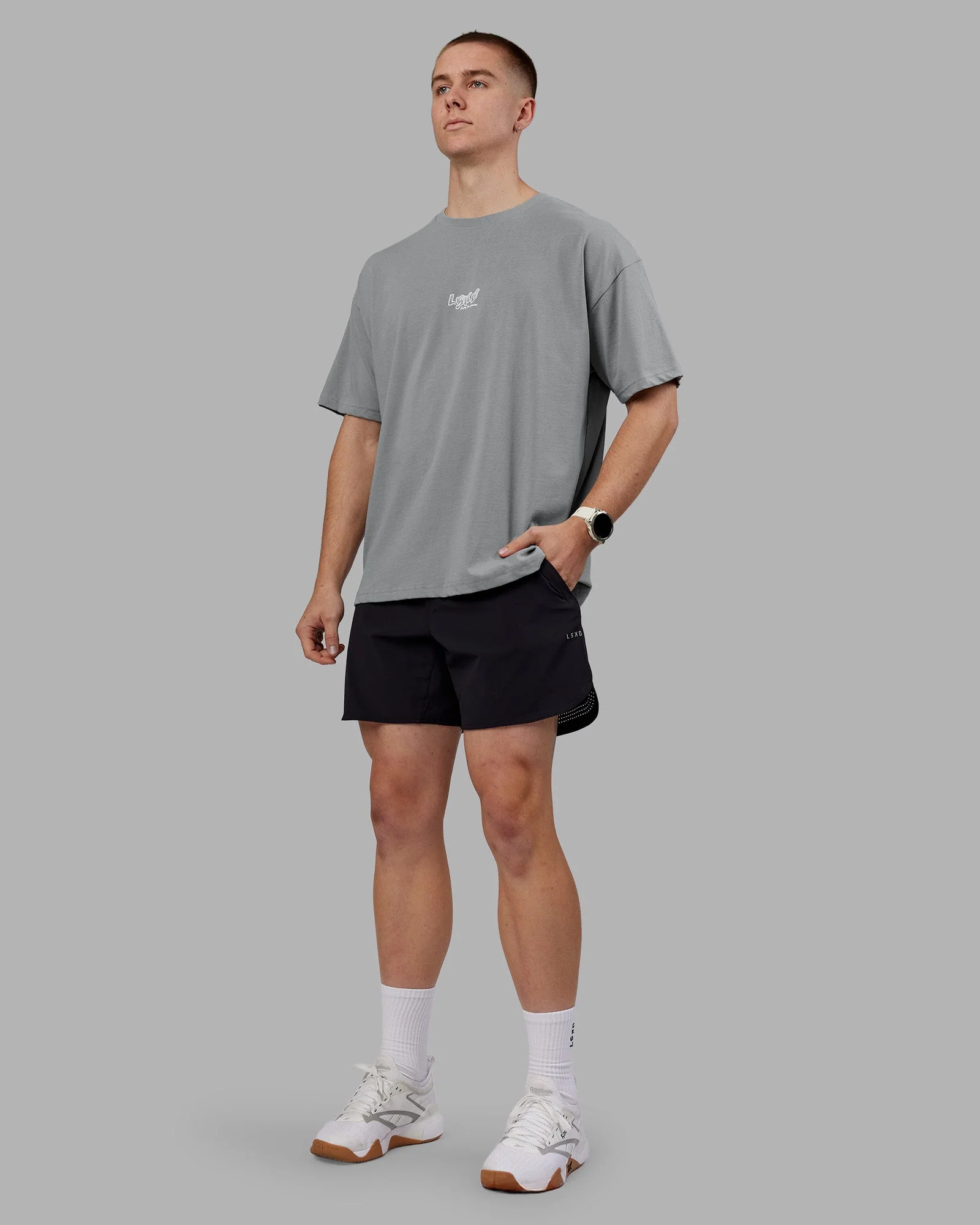 Time's Up Heavyweight Oversized Tee - Circular Grey-White - Image 5