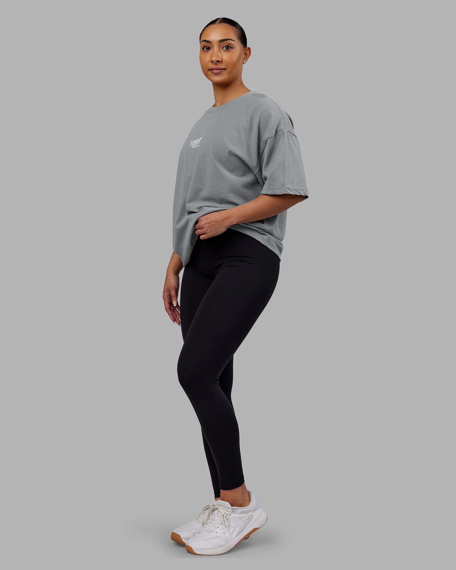 Time's Up Heavyweight Oversized Tee - Circular Grey-White - Image 9