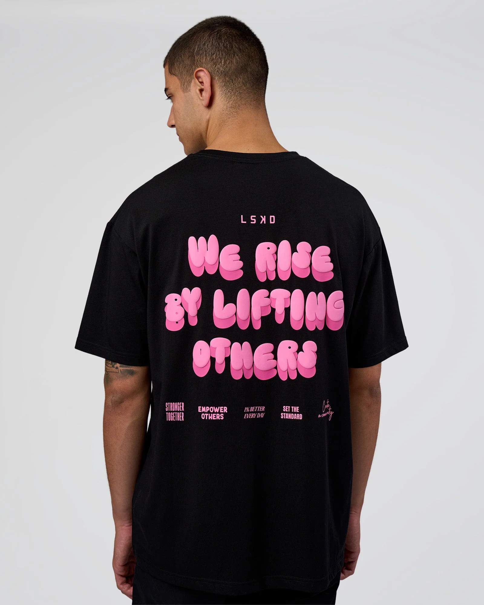 Together We Rise FLXCotton Oversized Tee - Black-Candy Pink - Image 2