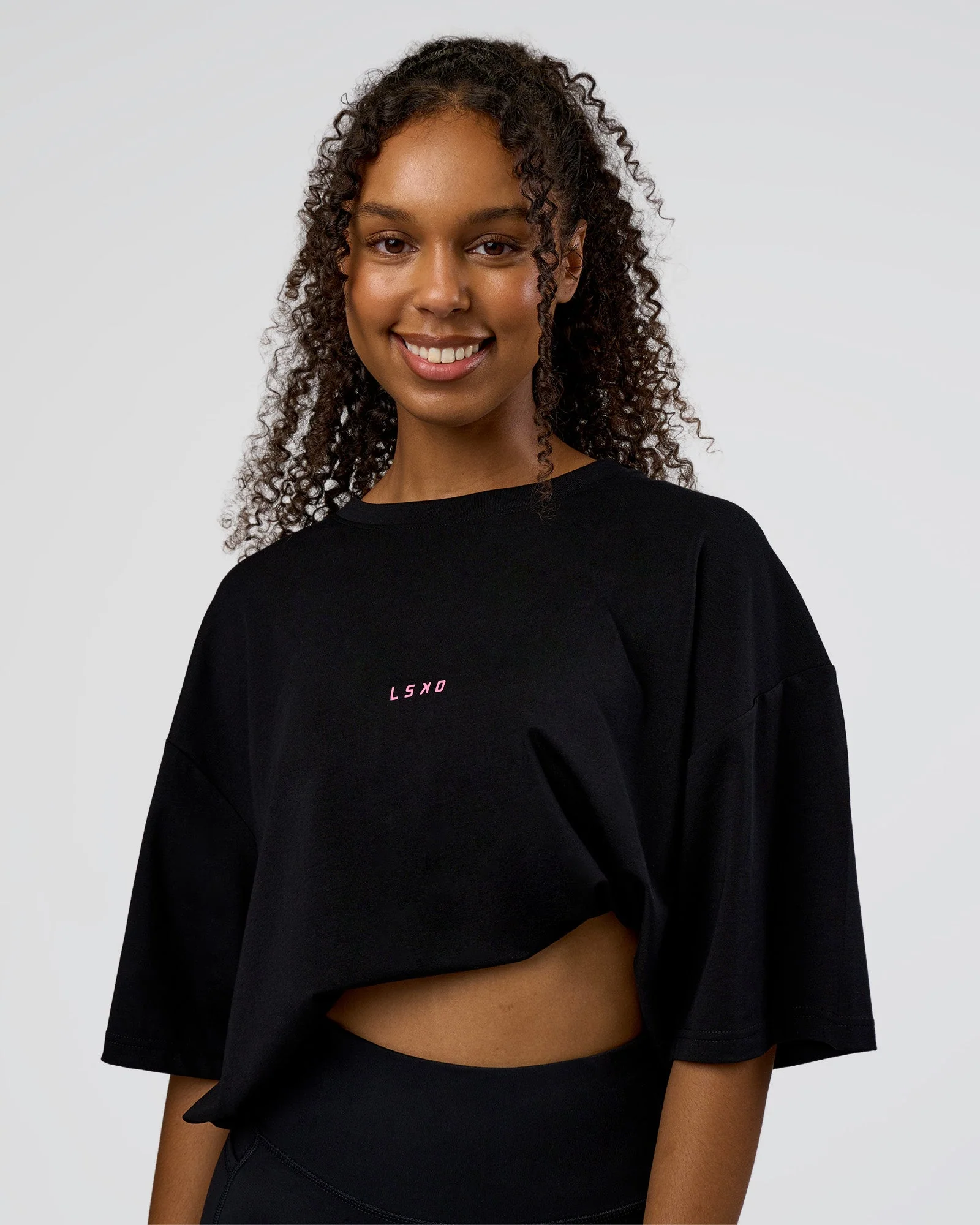 Together We Rise FLXCotton Oversized Tee - Black-Candy Pink - Image 4