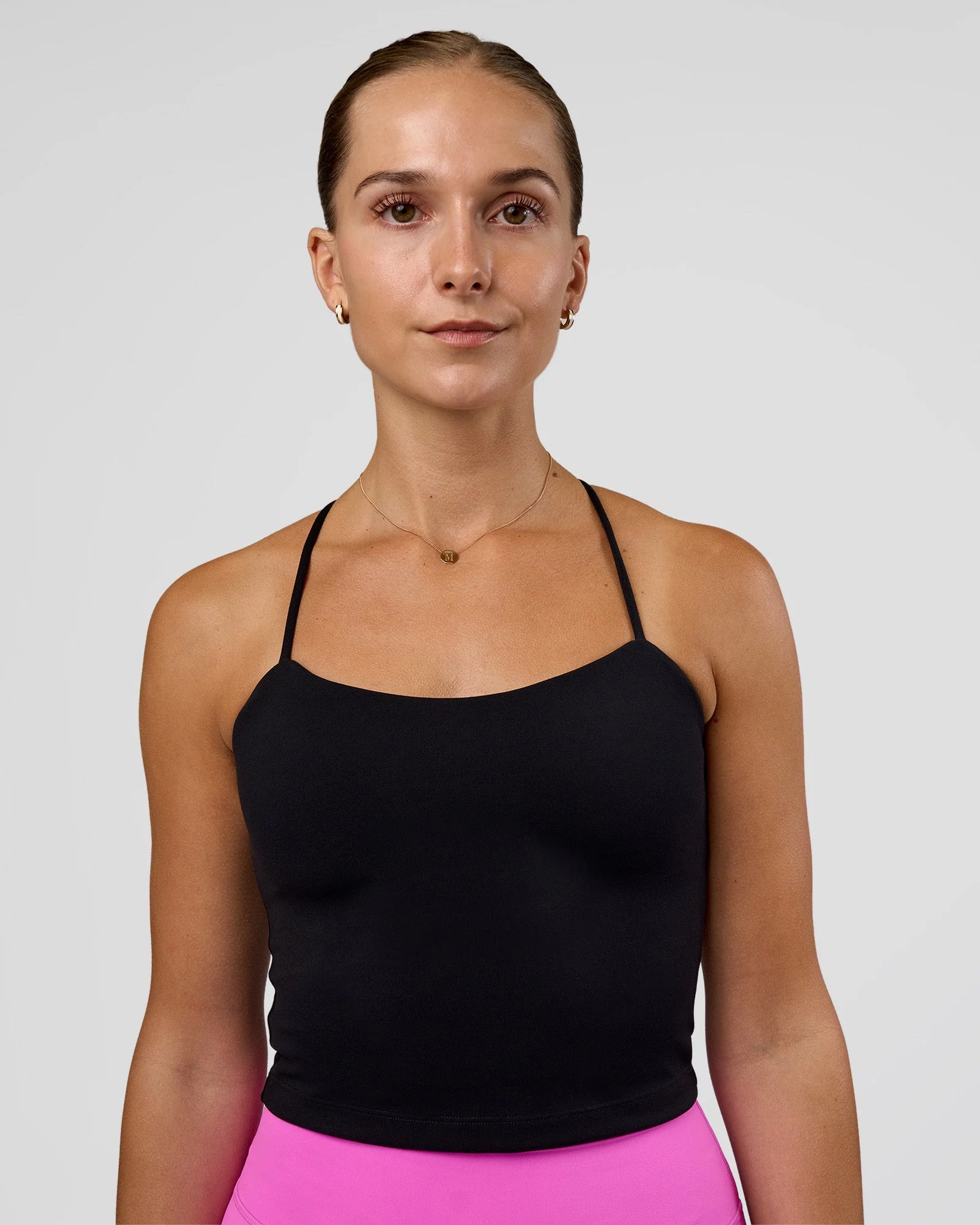 Twister Shelf Bra Tank - Black