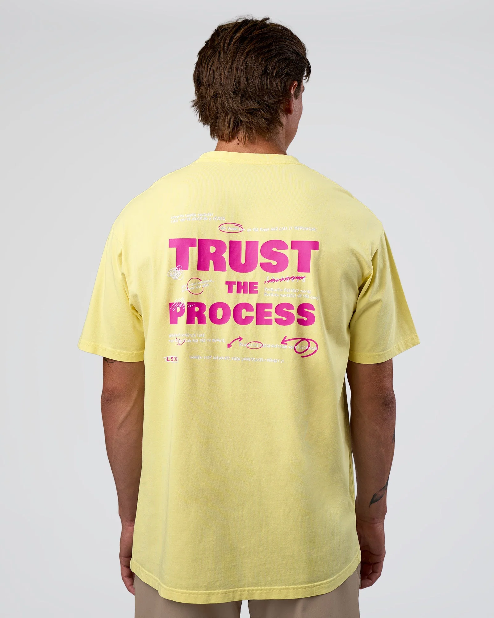 Unfit Club FLXCotton Oversized Tee - Yellow Fizz Washed-Ultra Fuchsia - Image 4