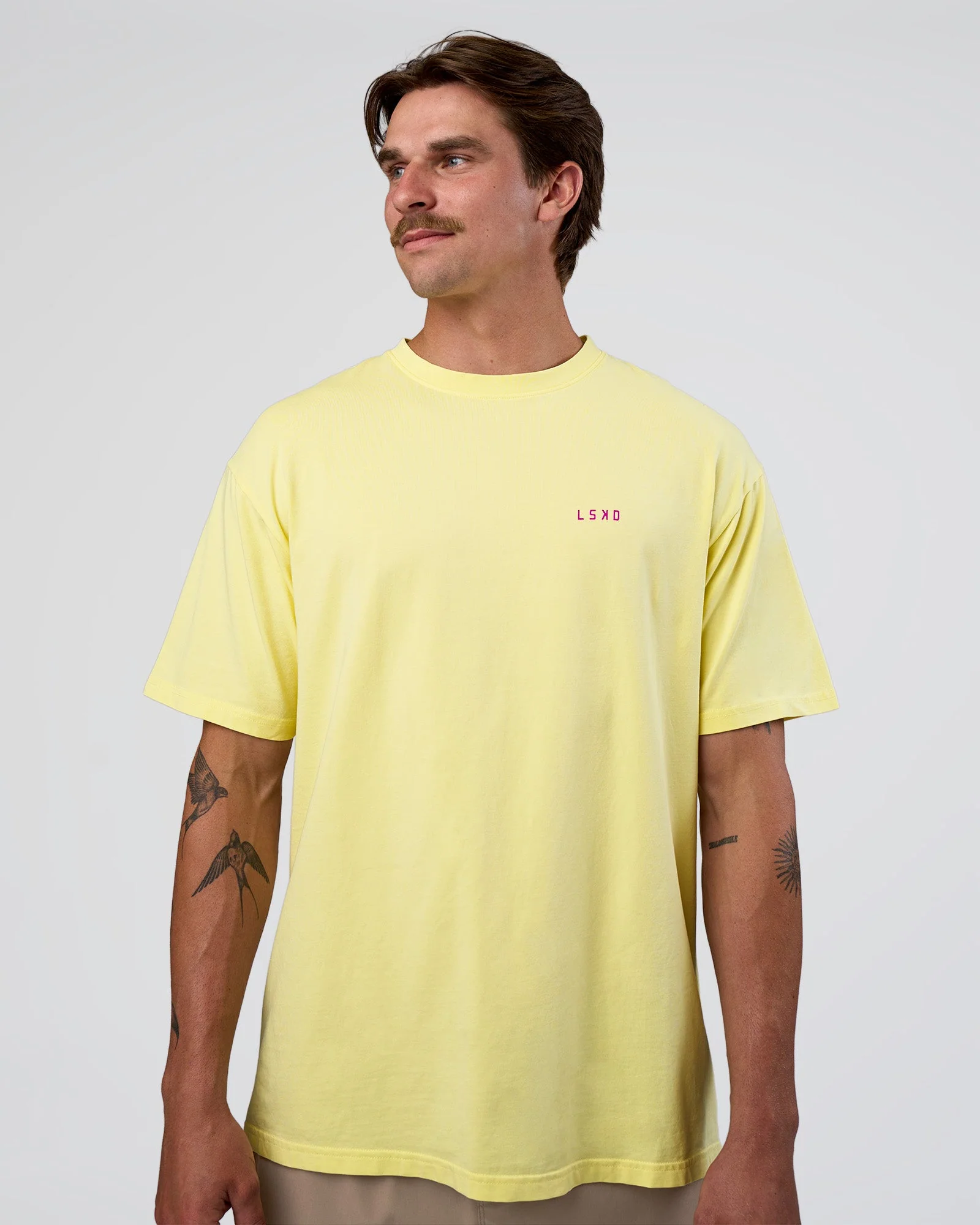 Unfit Club FLXCotton Oversized Tee - Yellow Fizz Washed-Ultra Fuchsia - Image 5