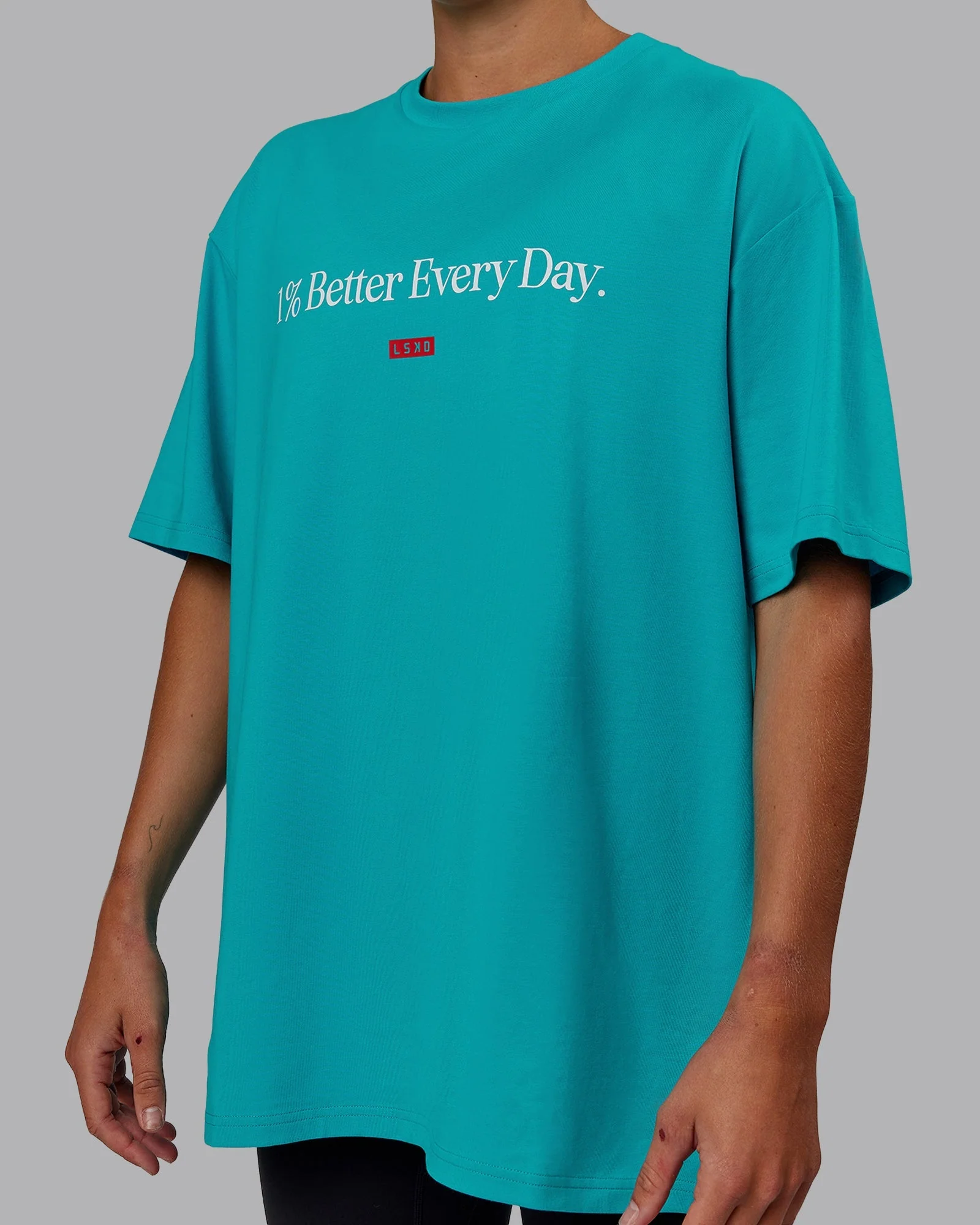 1% Better FLXCotton Tee Oversize - Blue Bird-White - Image 6