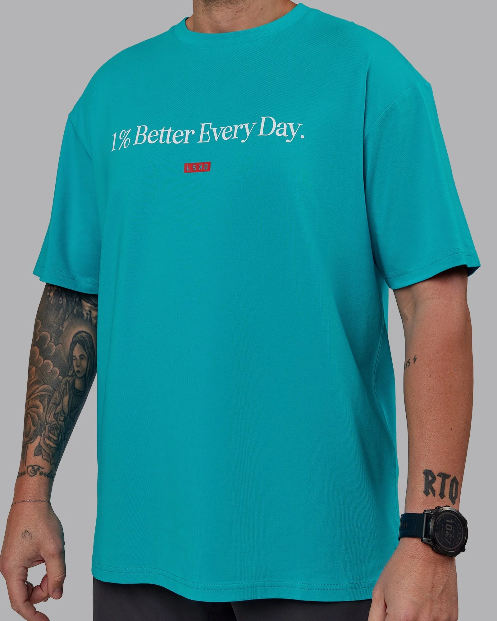 1% Better FLXCotton Tee Oversize - Blue Bird-White - Image 9