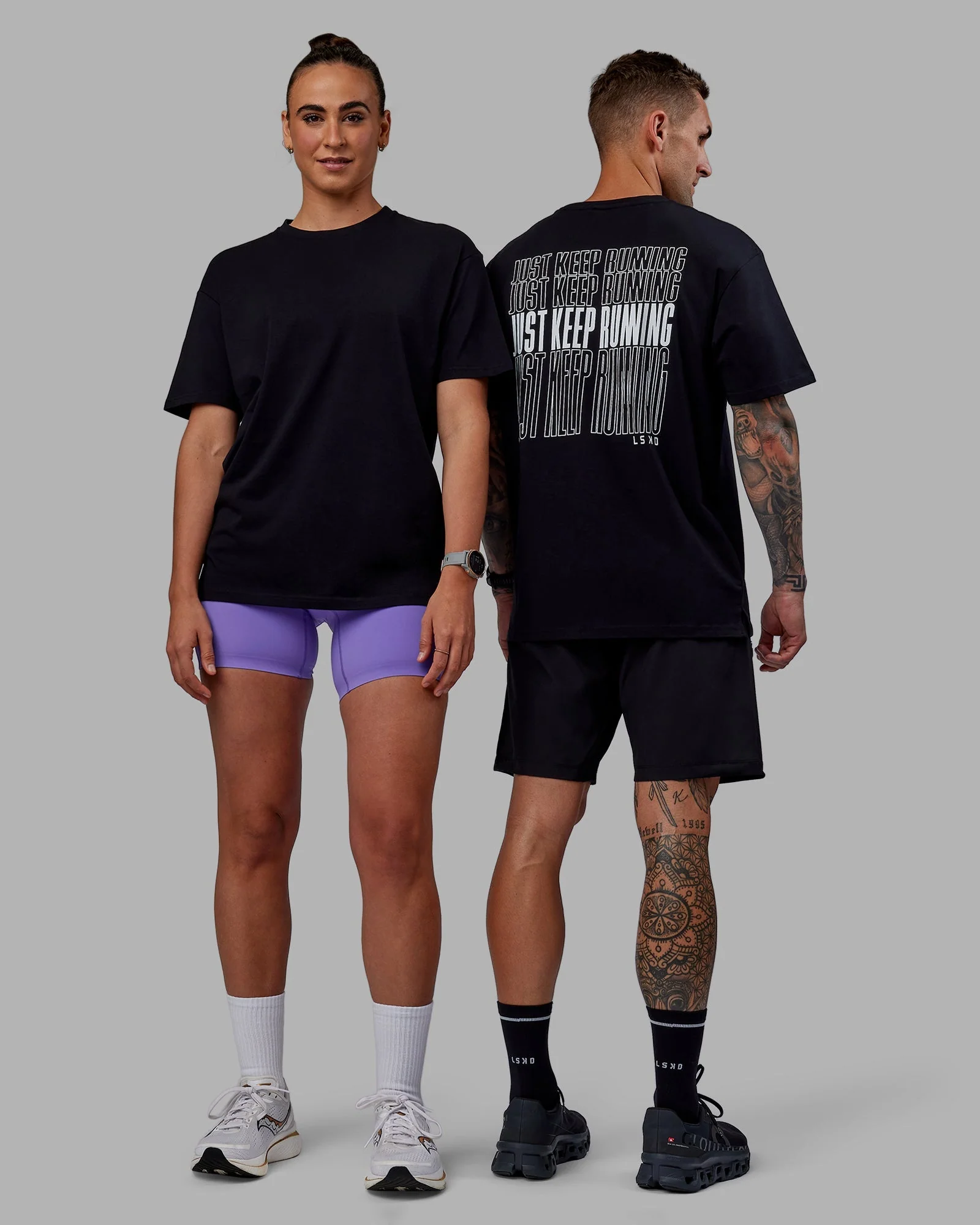 Keep On Running FLXCotton Oversize Tee - Black-White