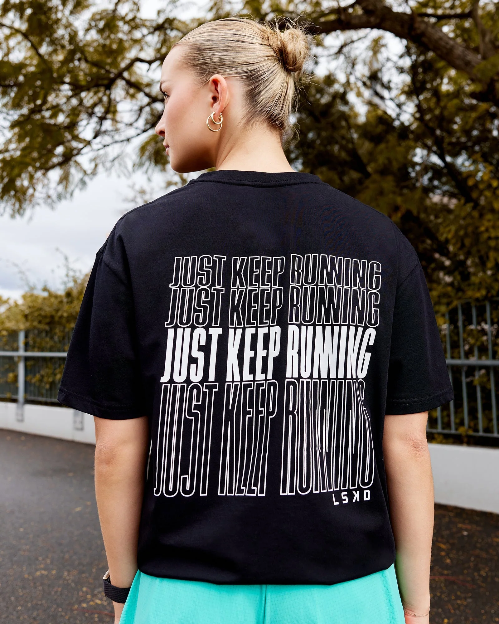Keep On Running FLXCotton Oversize Tee - Black-White - Image 2