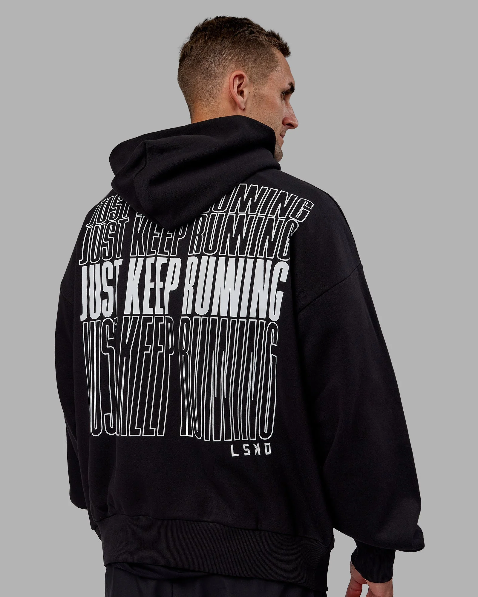 Keep on Running Oversize Hoodie - Black-White - Image 10
