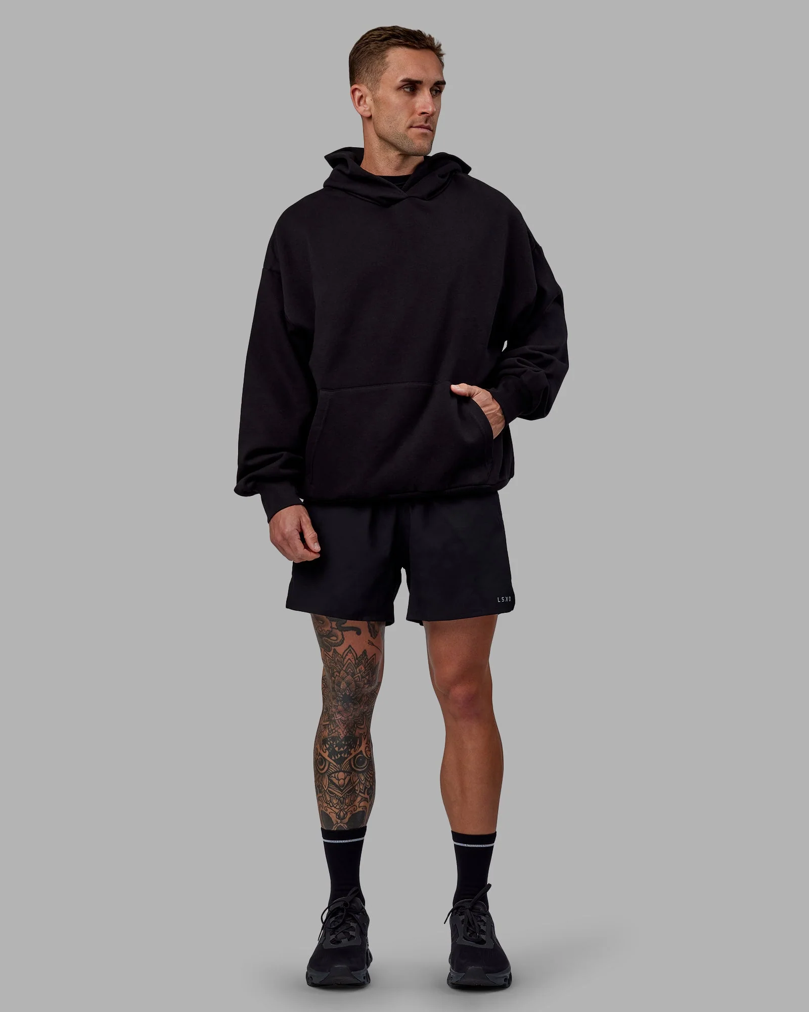 Keep on Running Oversize Hoodie - Black-White - Image 12