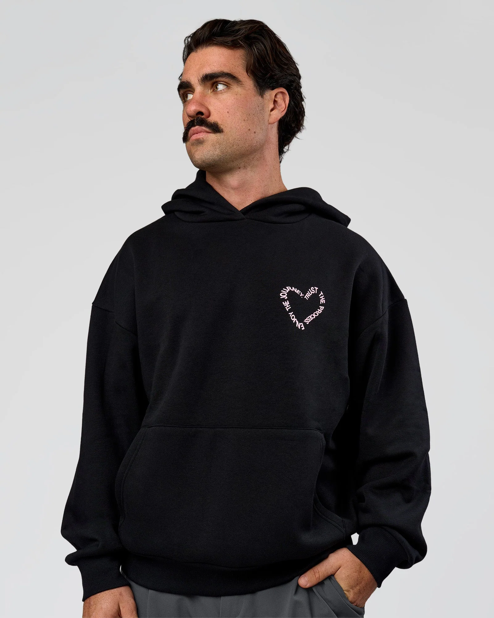 Unisex Love The Process Oversize Hoodie - Black-Marshmallow - Image 3
