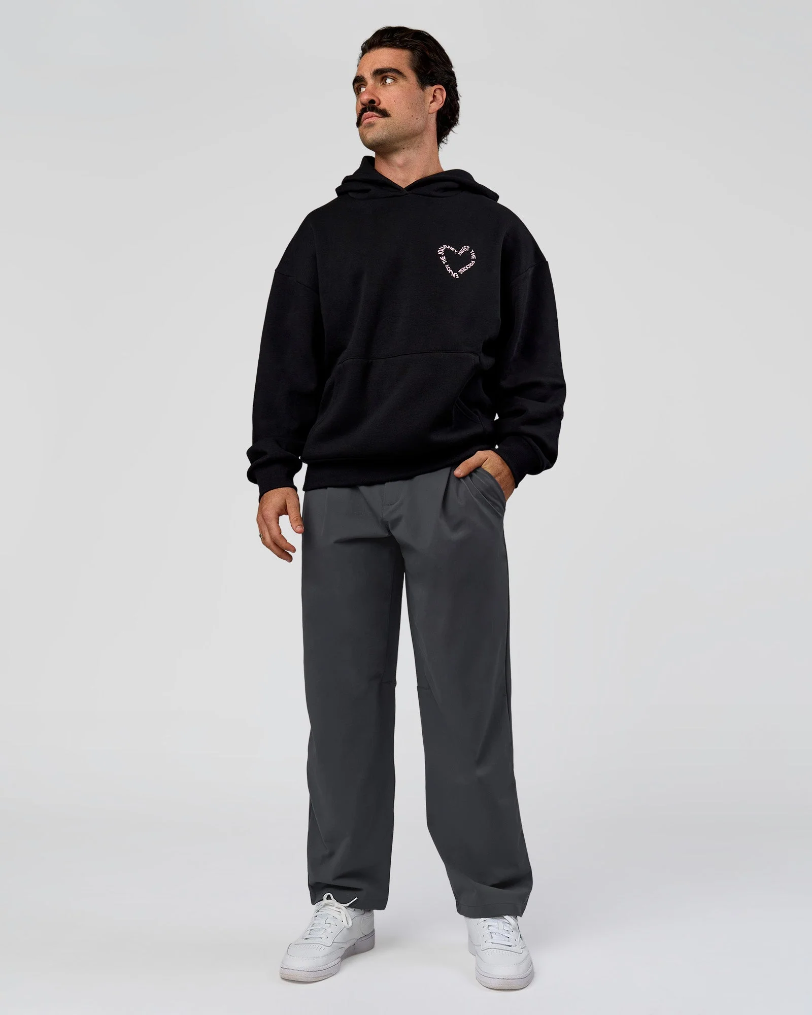 Unisex Love The Process Oversize Hoodie - Black-Marshmallow - Image 6