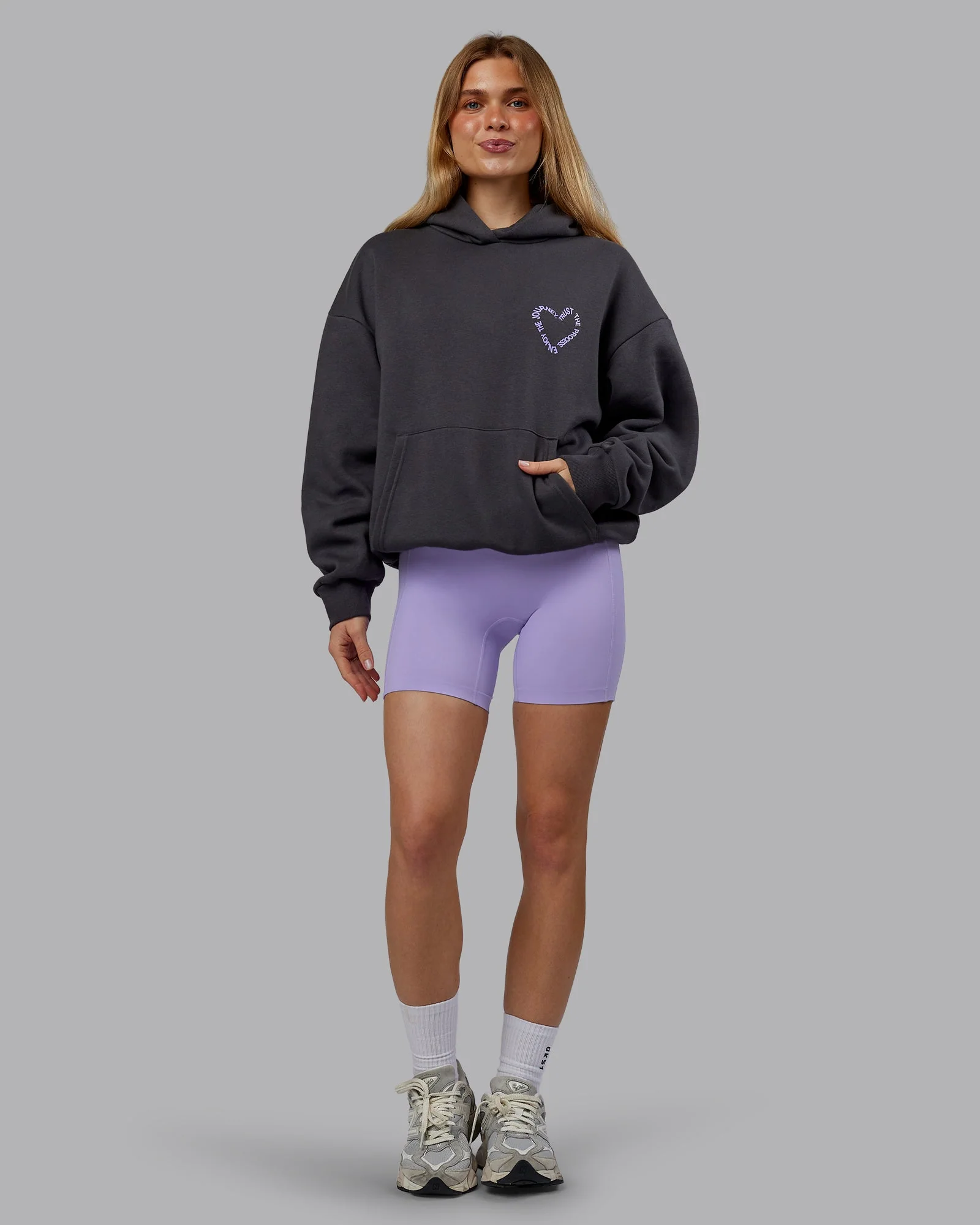 Unisex Love The Process Oversize Hoodie - Dark Storm-Violet Ray - Image 10