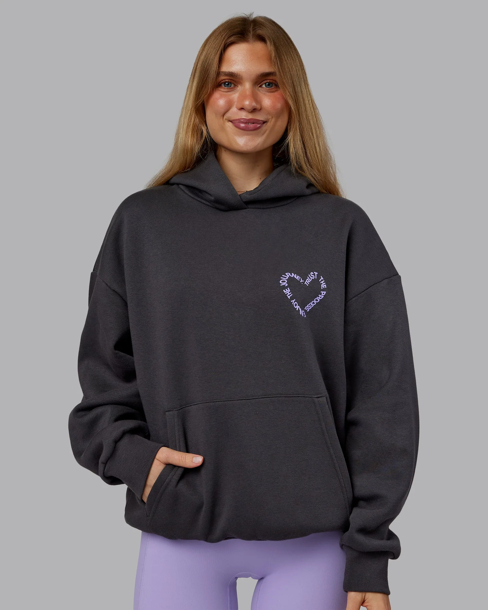 Unisex Love The Process Oversize Hoodie - Dark Storm-Violet Ray - Image 2