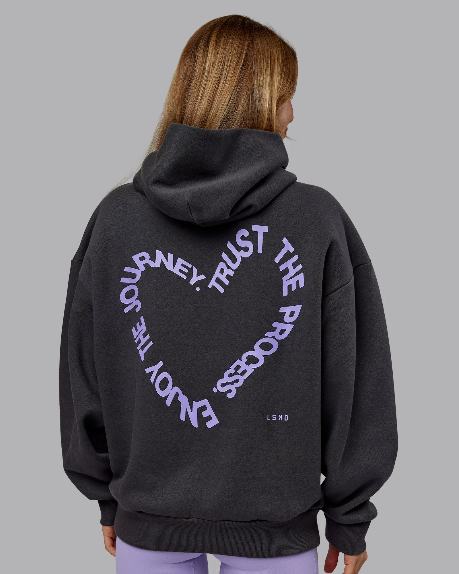 Unisex Love The Process Oversize Hoodie - Dark Storm-Violet Ray - Image 4