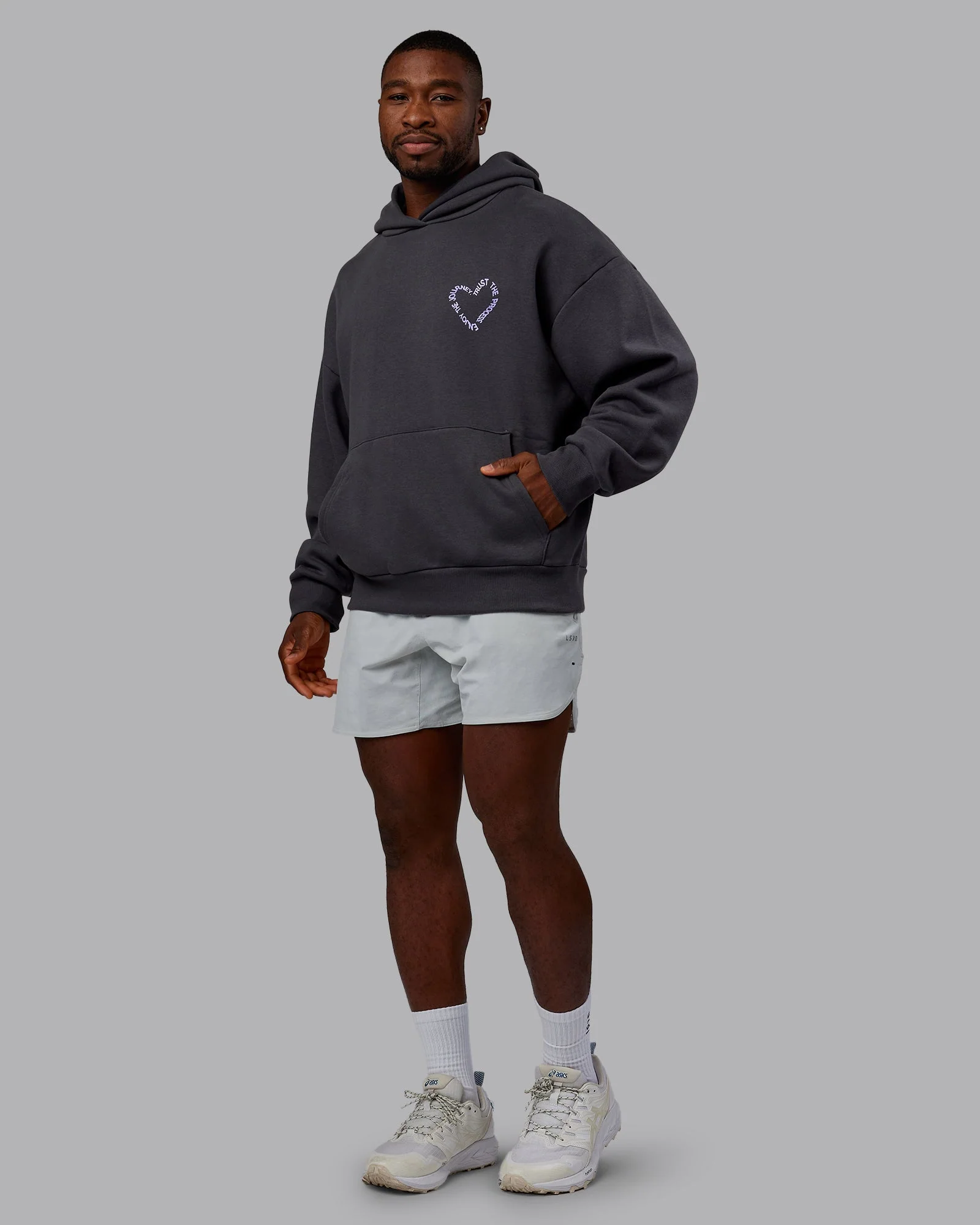 Unisex Love The Process Oversize Hoodie - Dark Storm-Violet Ray - Image 5