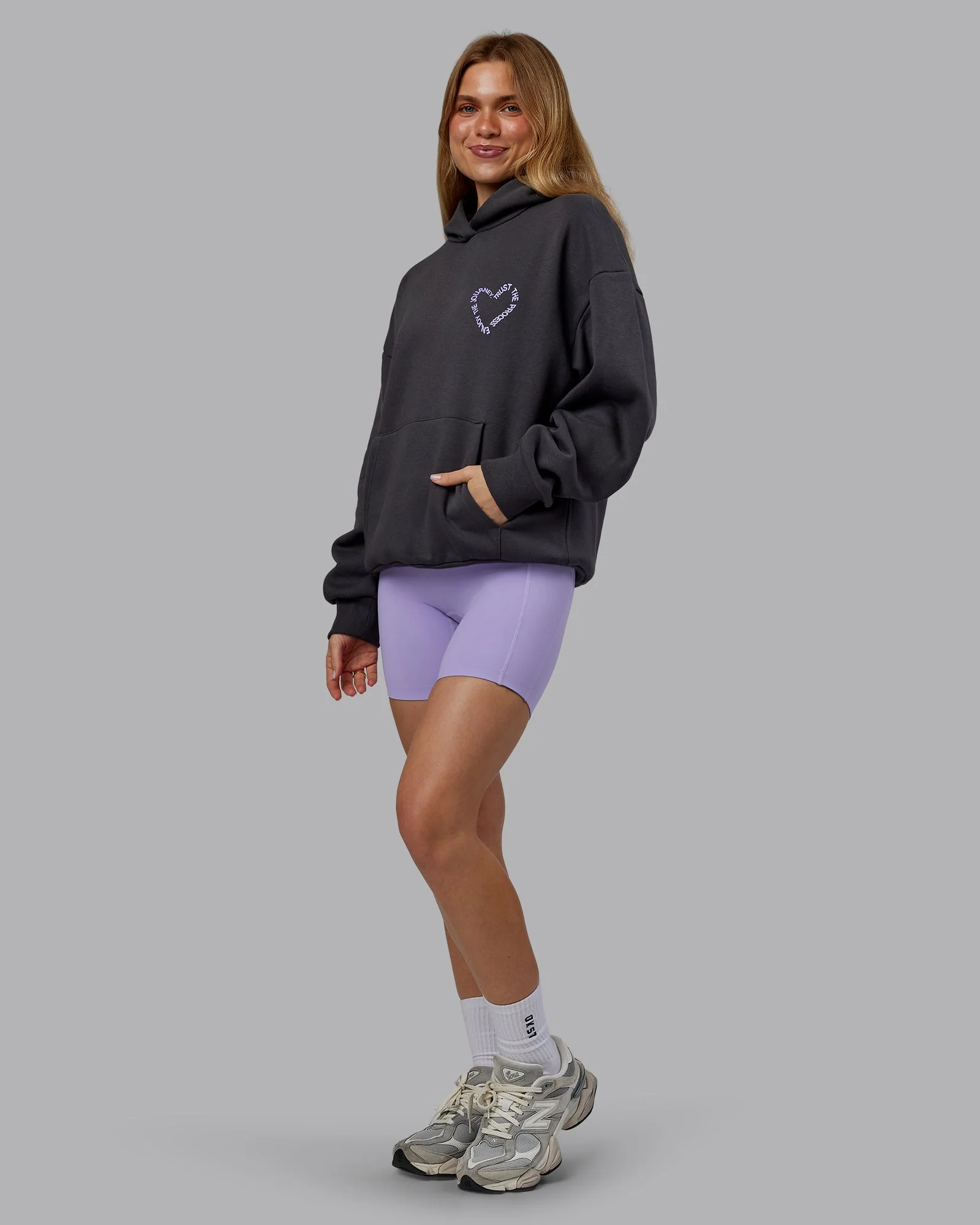 Unisex Love The Process Oversize Hoodie - Dark Storm-Violet Ray - Image 6