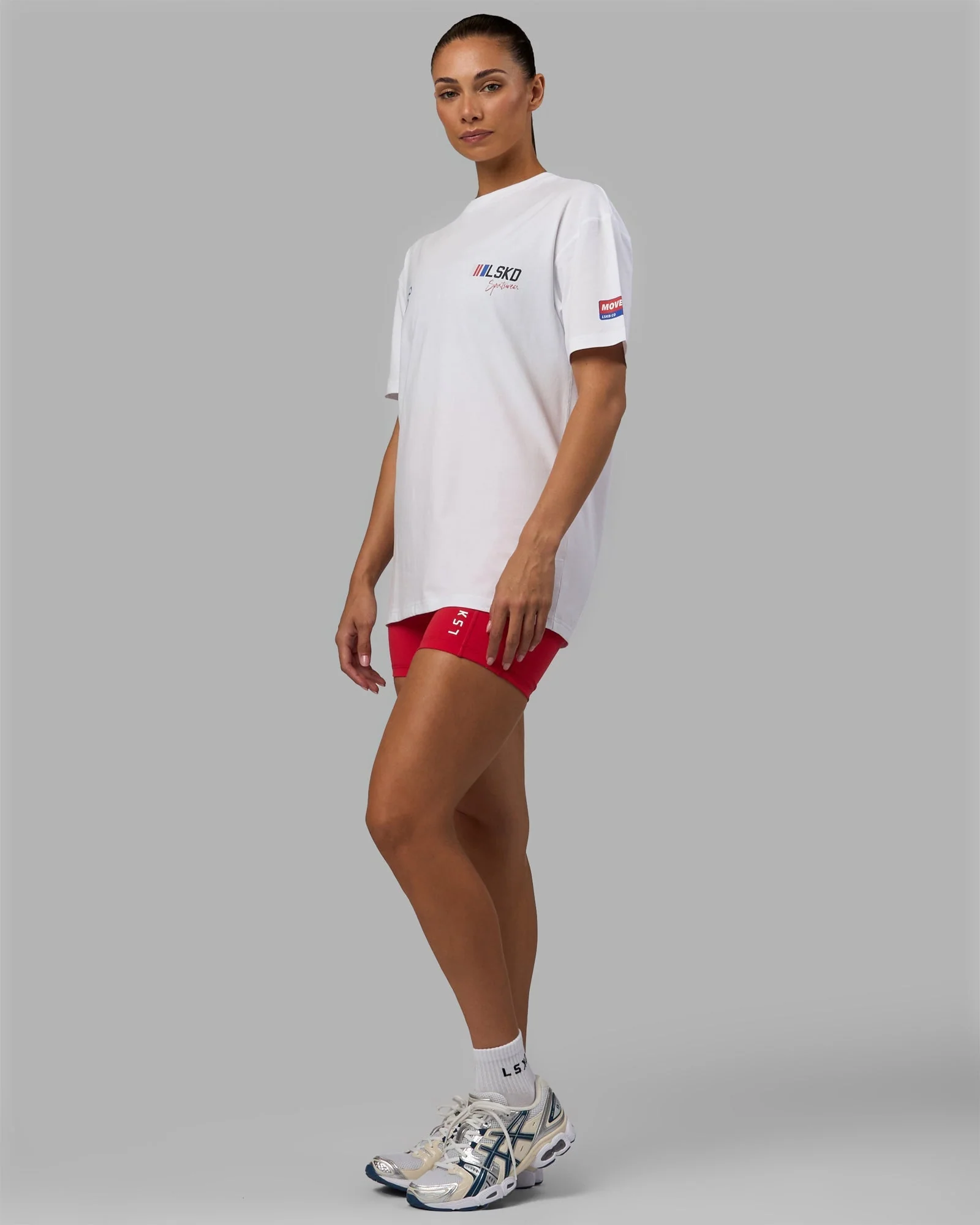 Unisex Redline FLXCotton Tee Oversize - White-Navy - Image 10