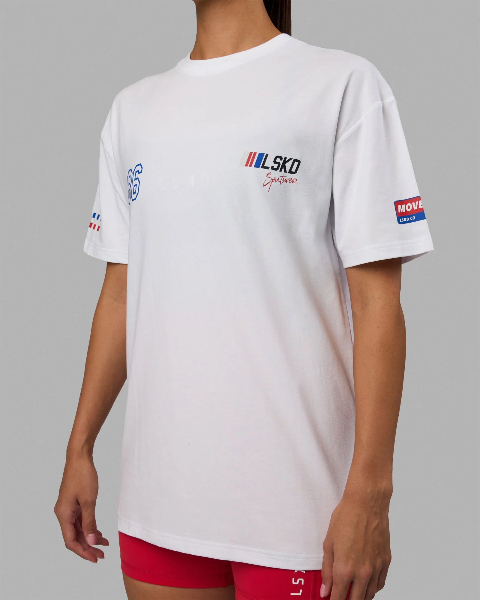 Unisex Redline FLXCotton Tee Oversize - White-Navy - Image 11