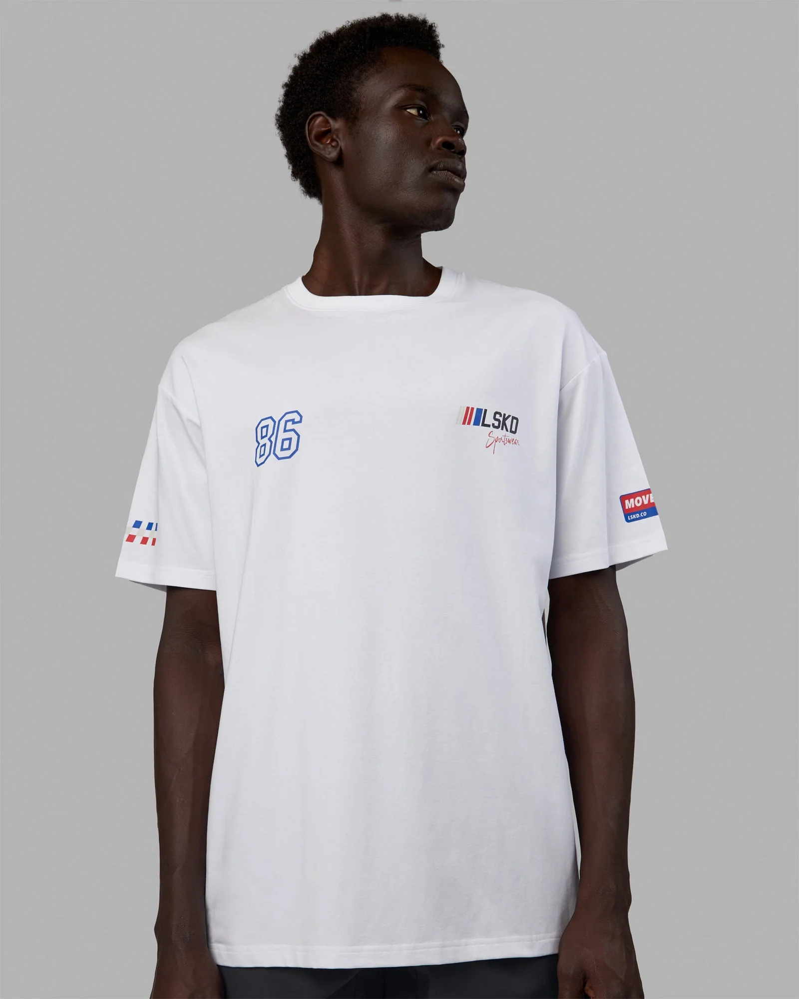 Unisex Redline FLXCotton Tee Oversize - White-Navy - Image 2