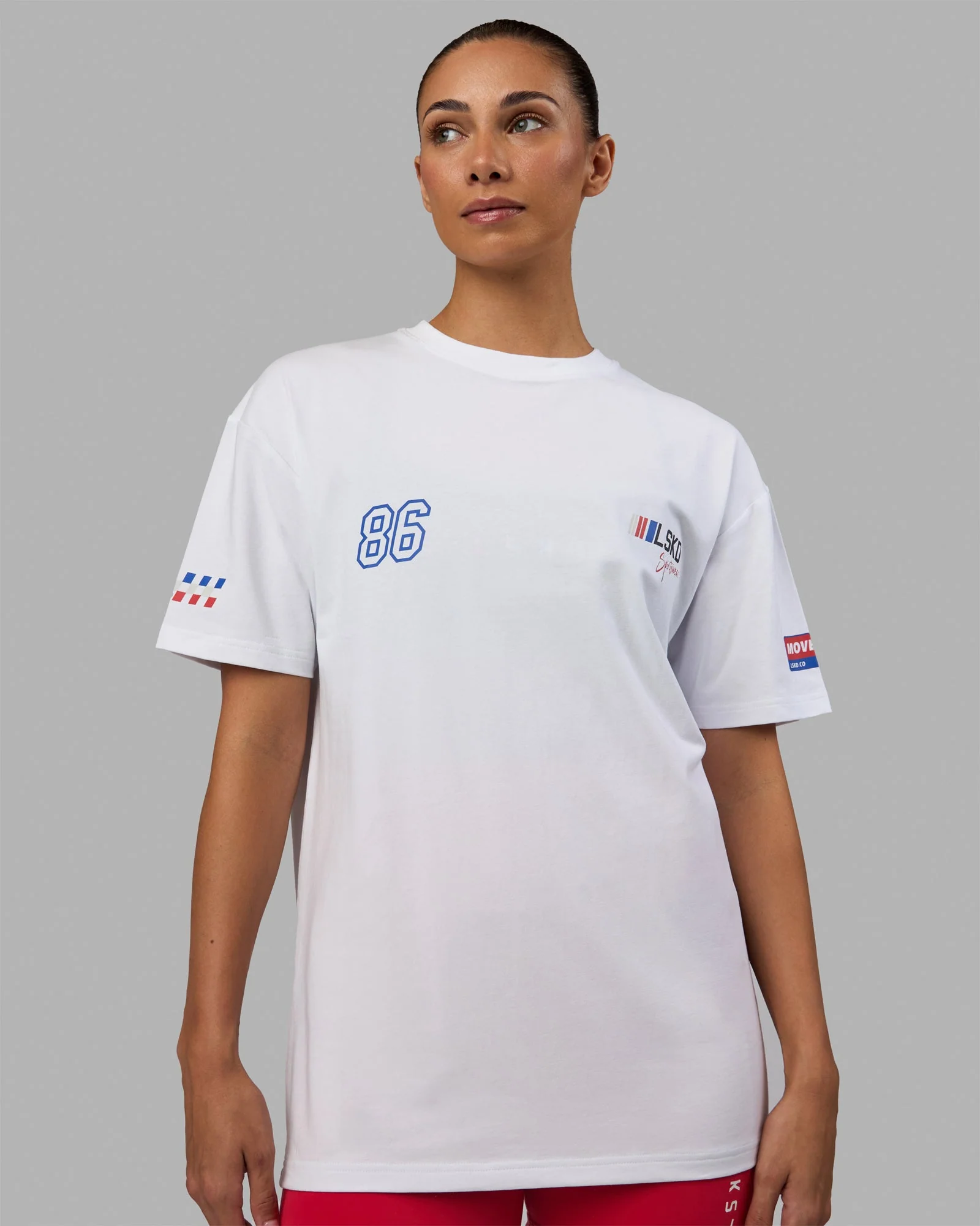 Unisex Redline FLXCotton Tee Oversize - White-Navy - Image 3
