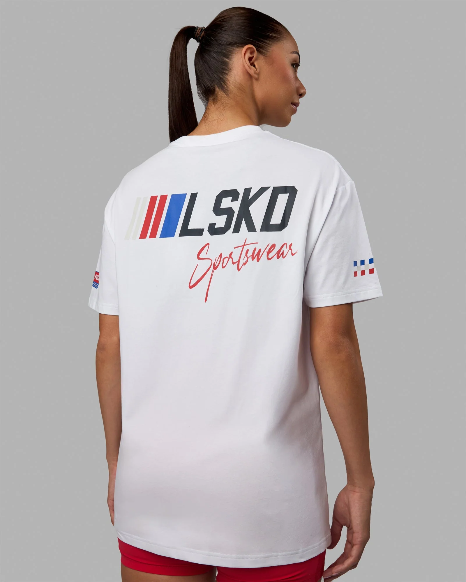Unisex Redline FLXCotton Tee Oversize - White-Navy - Image 4