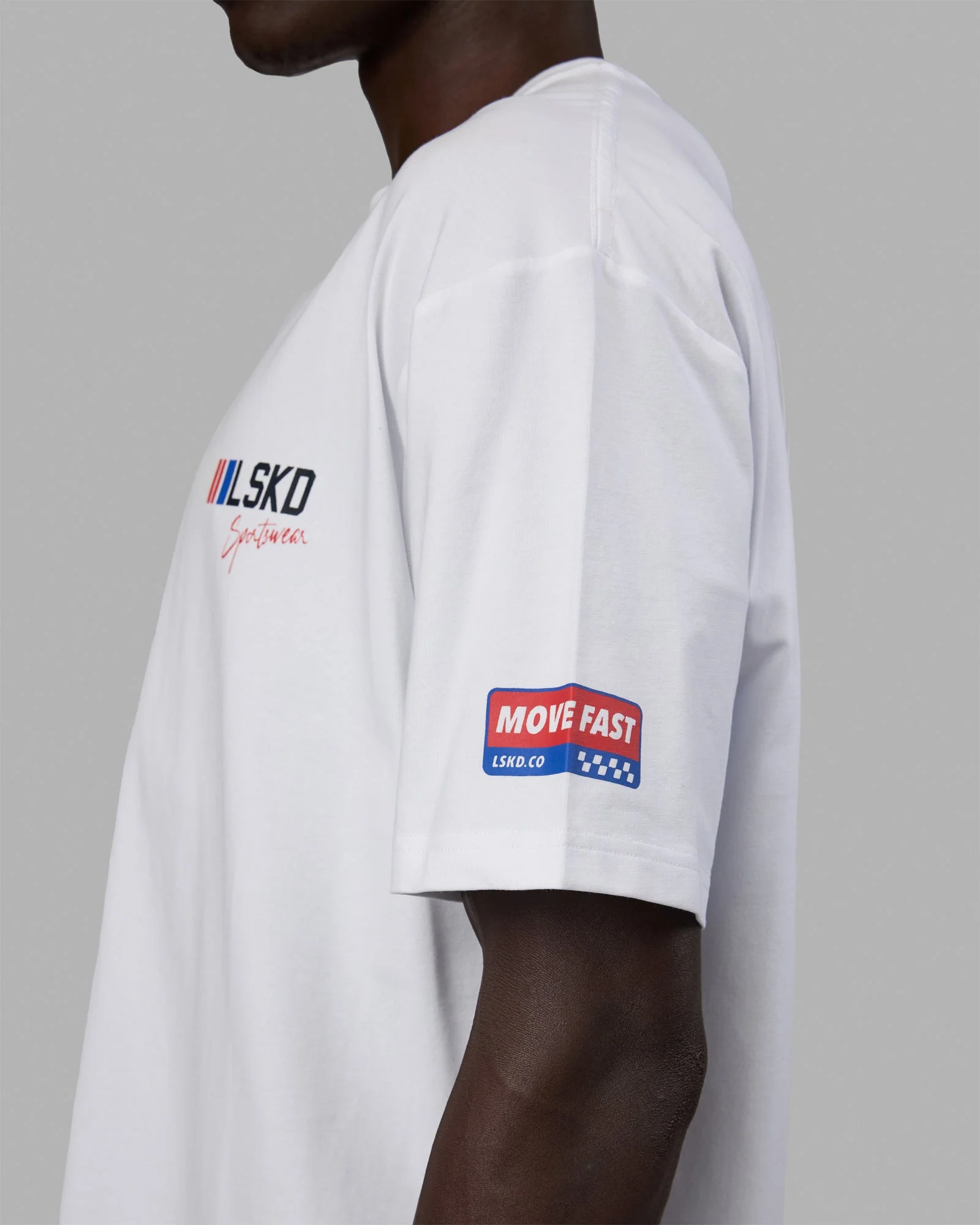 Unisex Redline FLXCotton Tee Oversize - White-Navy - Image 6