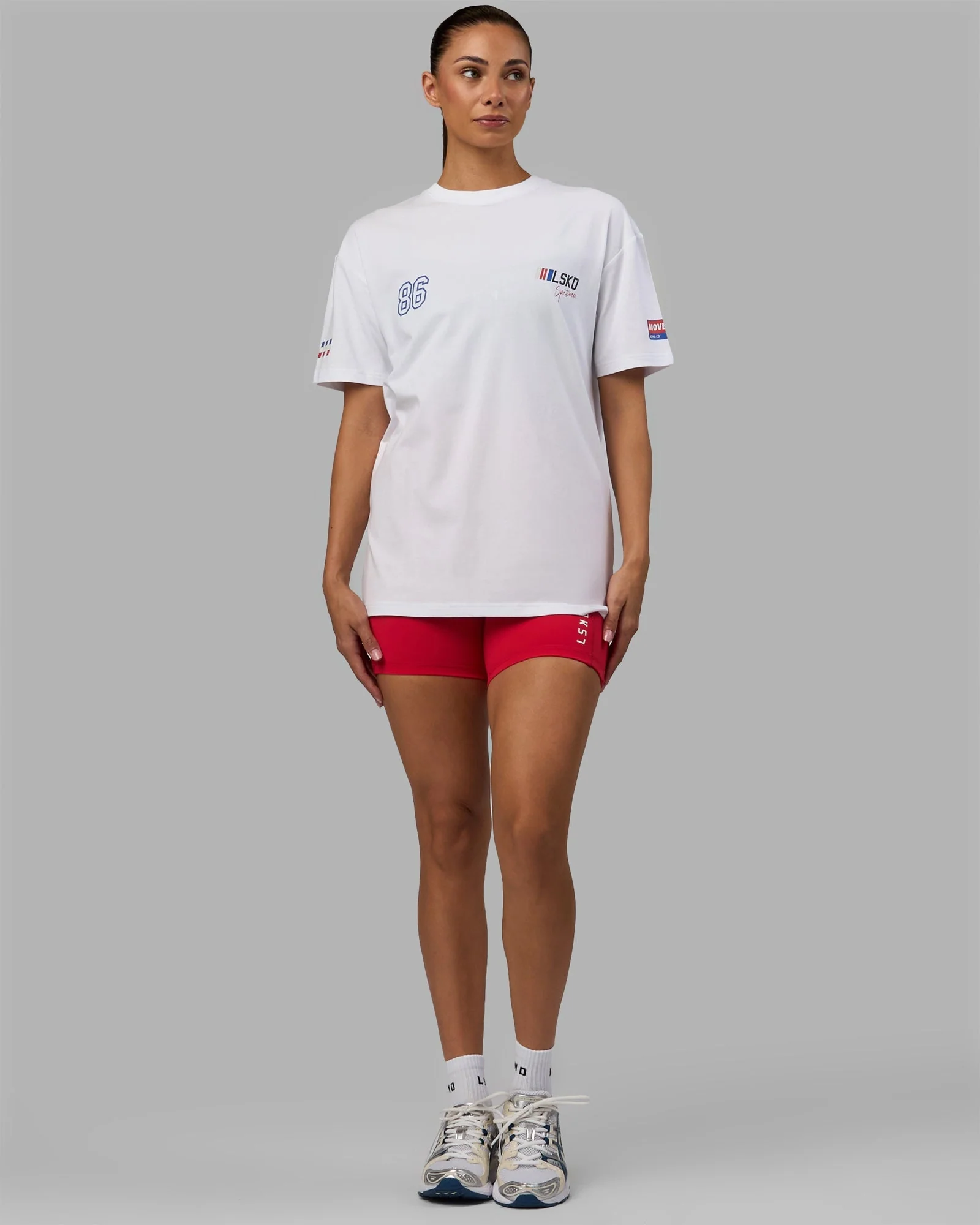 Unisex Redline FLXCotton Tee Oversize - White-Navy - Image 7