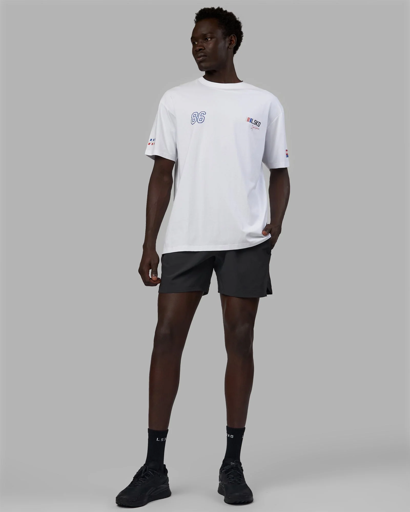 Unisex Redline FLXCotton Tee Oversize - White-Navy - Image 8