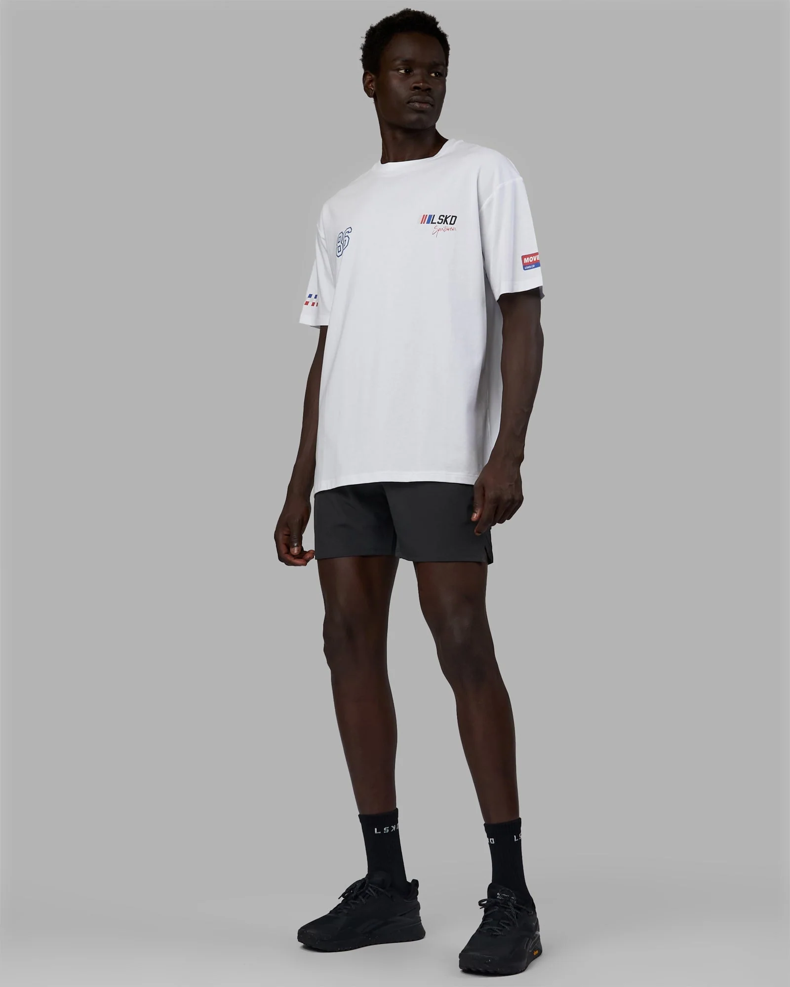 Unisex Redline FLXCotton Tee Oversize - White-Navy - Image 9