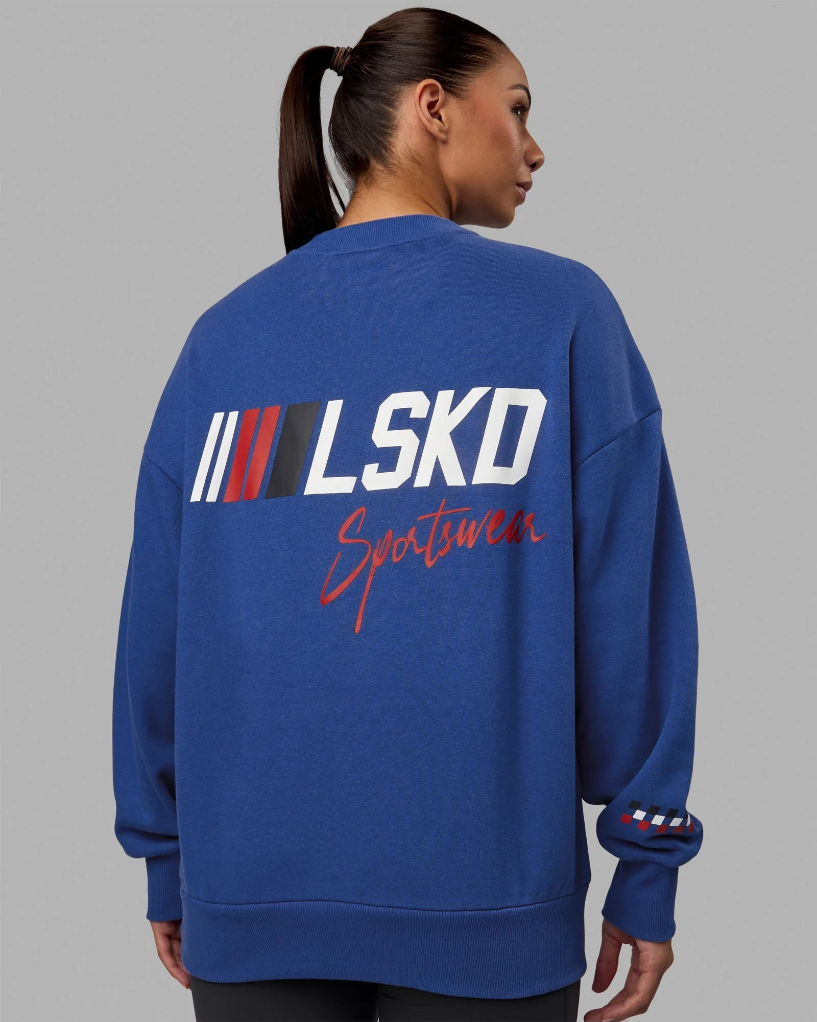 Unisex Redline Sweater Oversize - Power Cobalt-White - Image 2
