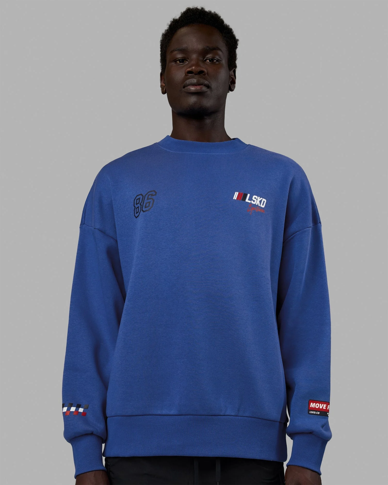 Unisex Redline Sweater Oversize - Power Cobalt-White - Image 3