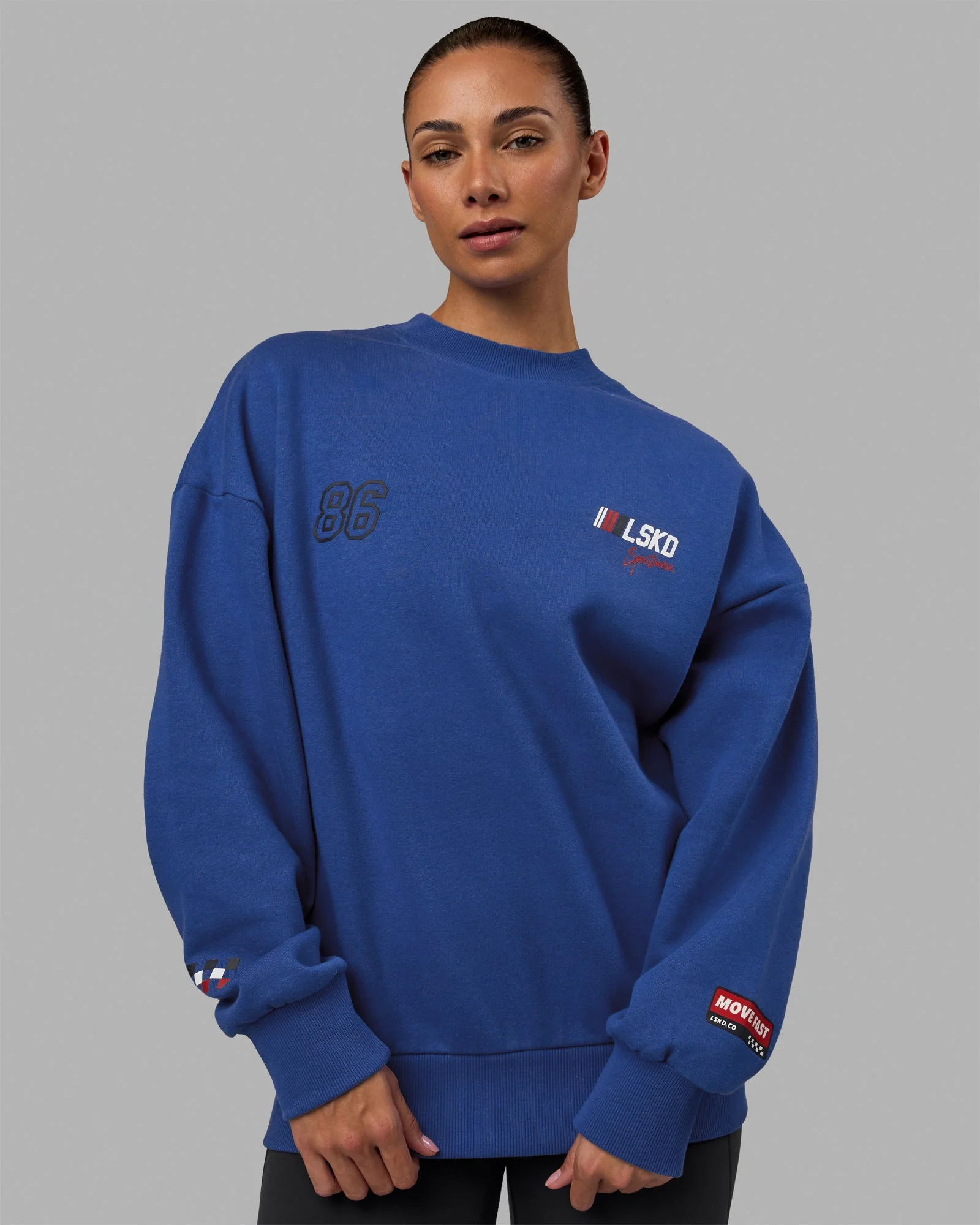 Unisex Redline Sweater Oversize - Power Cobalt-White - Image 4