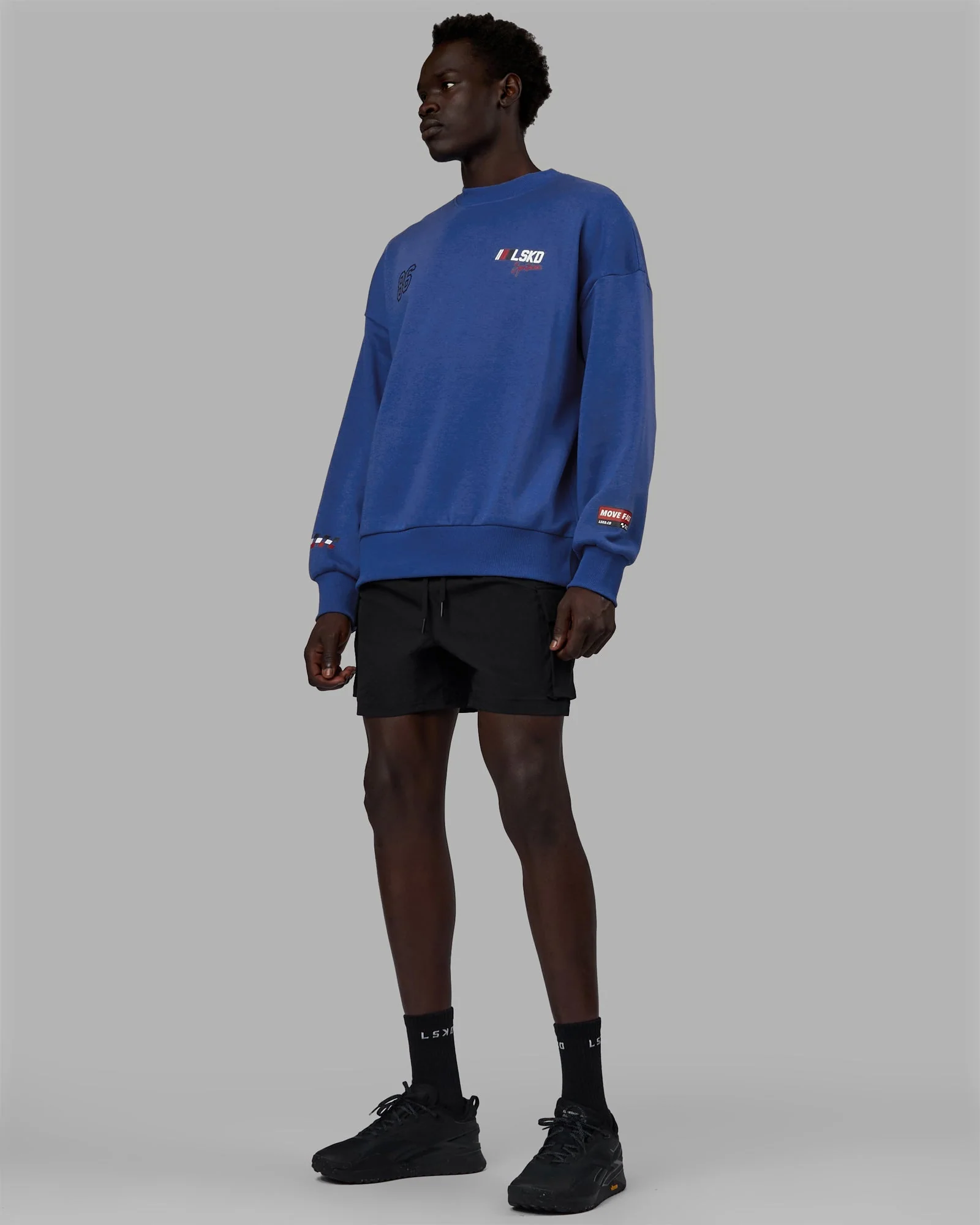 Unisex Redline Sweater Oversize - Power Cobalt-White - Image 5