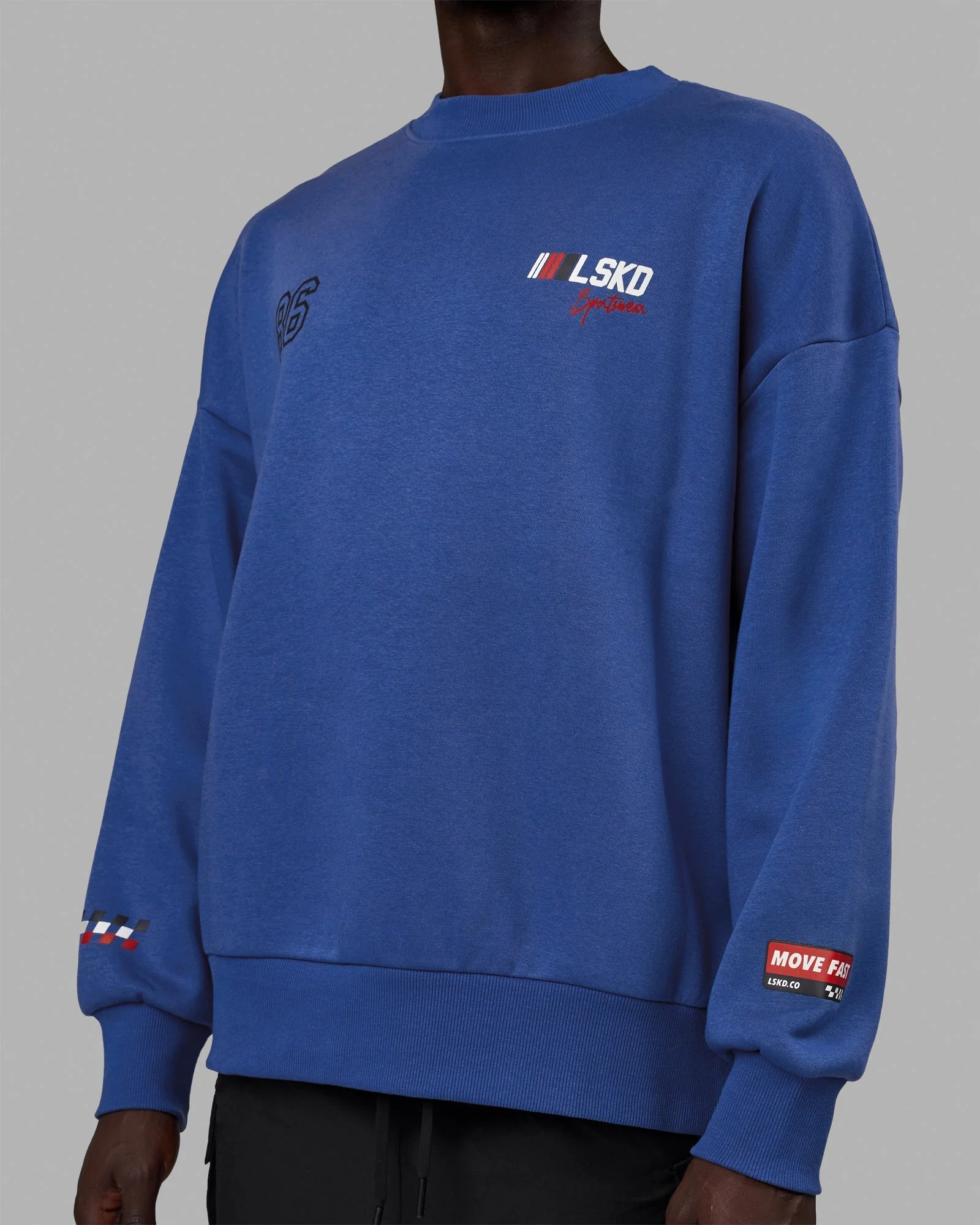 Unisex Redline Sweater Oversize - Power Cobalt-White - Image 7