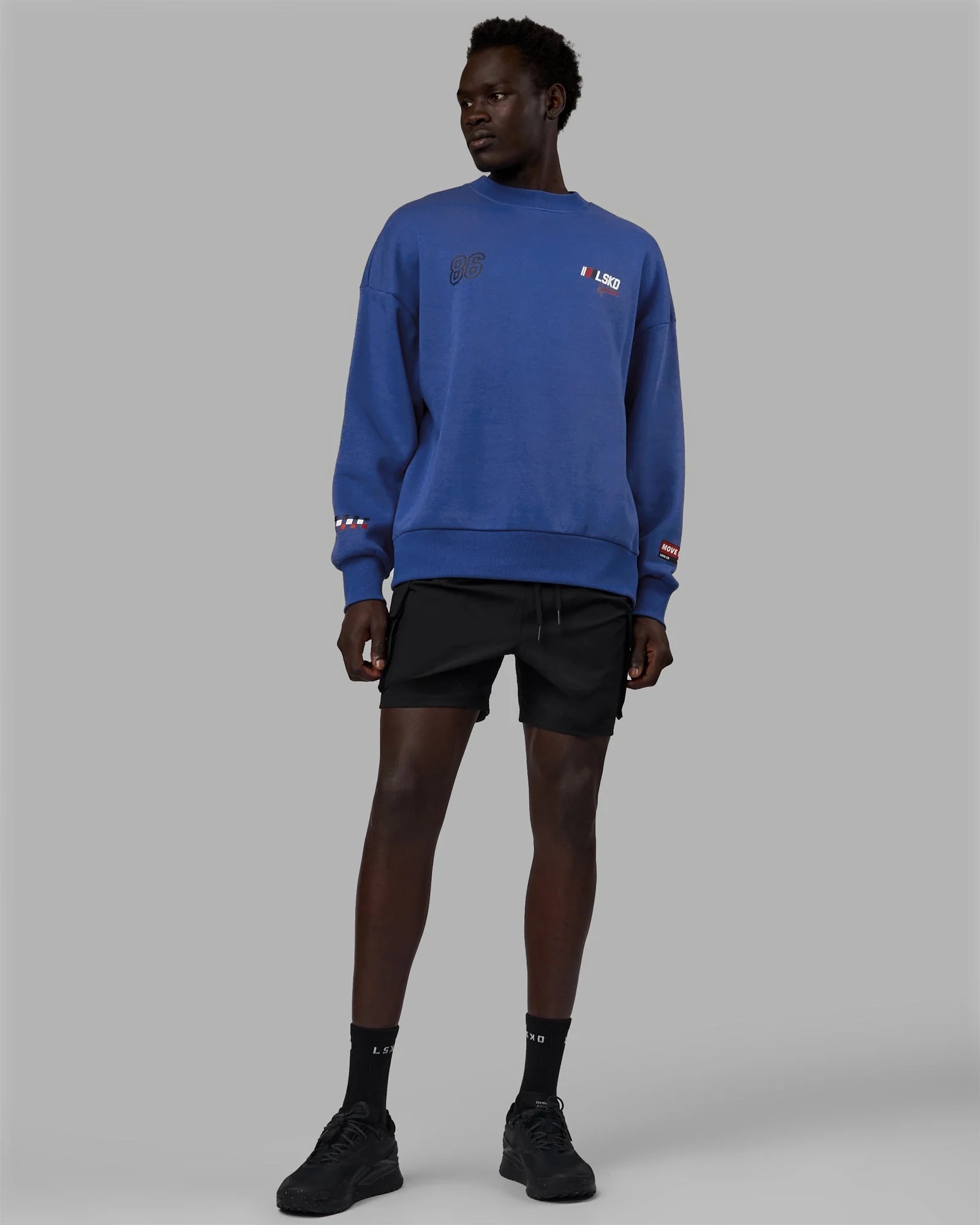 Unisex Redline Sweater Oversize - Power Cobalt-White - Image 9