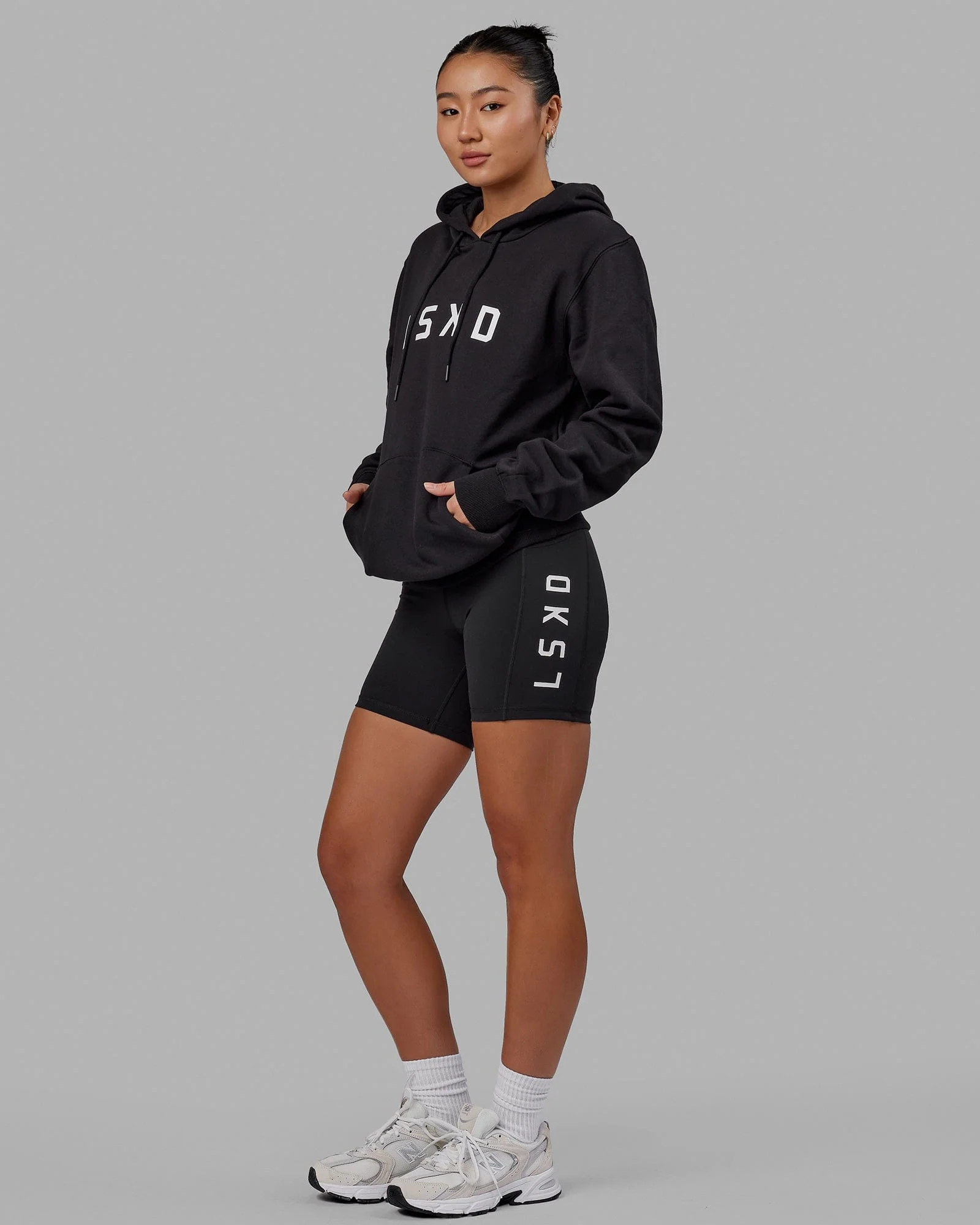 Unisex Structure Hoodie - Black-White - Image 5