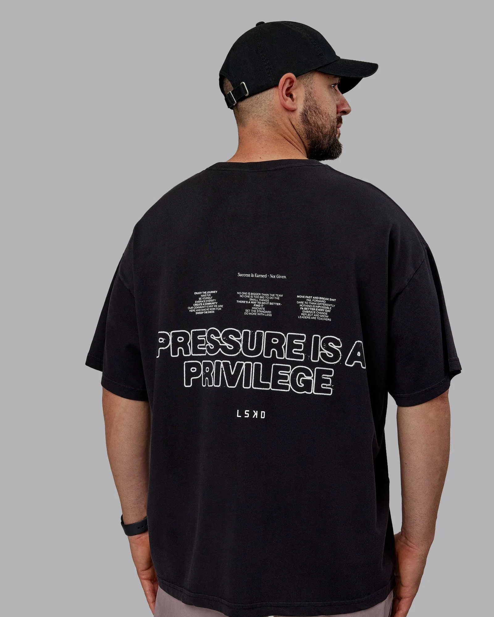 Pressure Washed Heavyweight Oversize Tee - Black-White - Image 4
