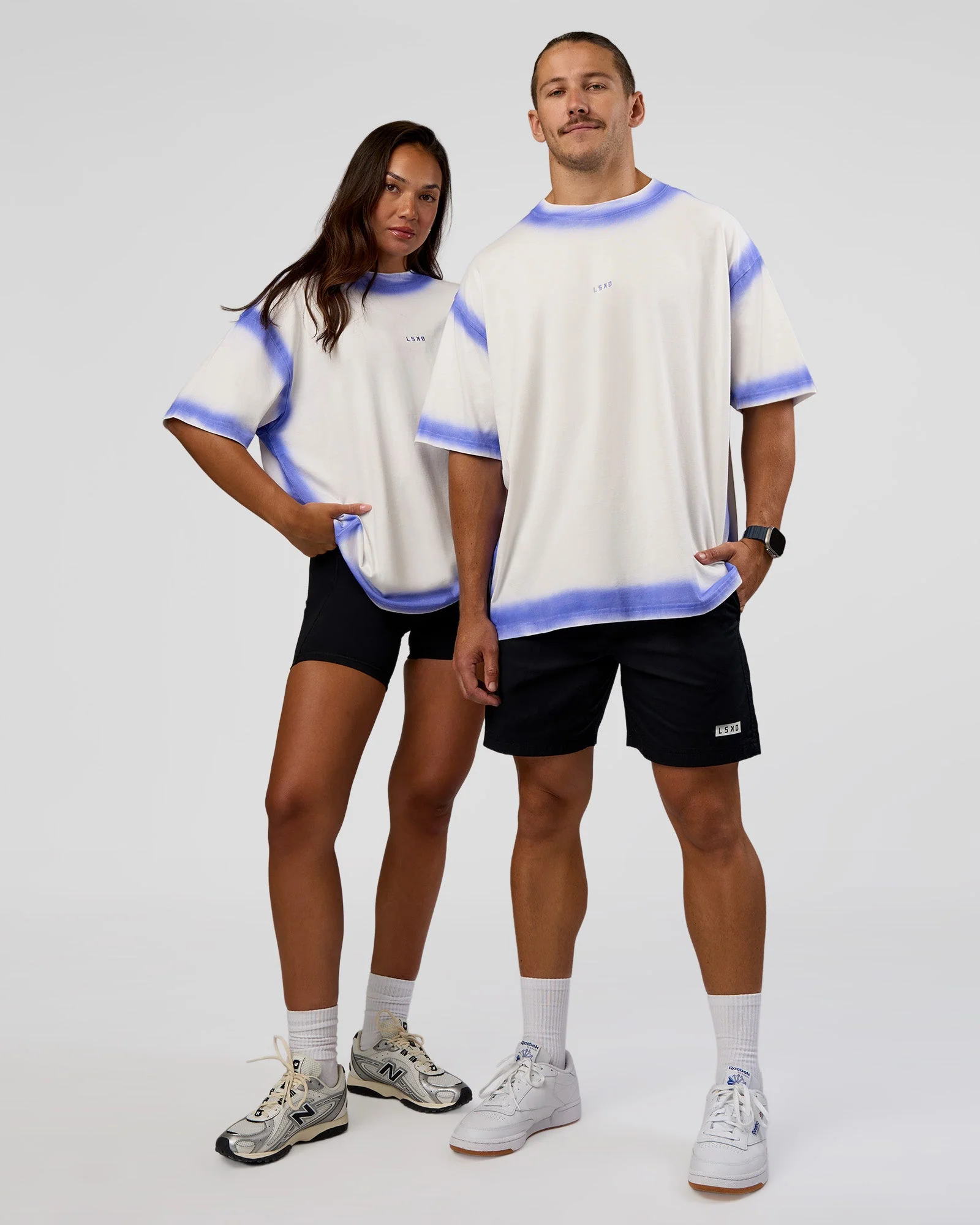 Urban Blur Heavyweight Unisex Oversized Tee - Off White-Power Cobalt