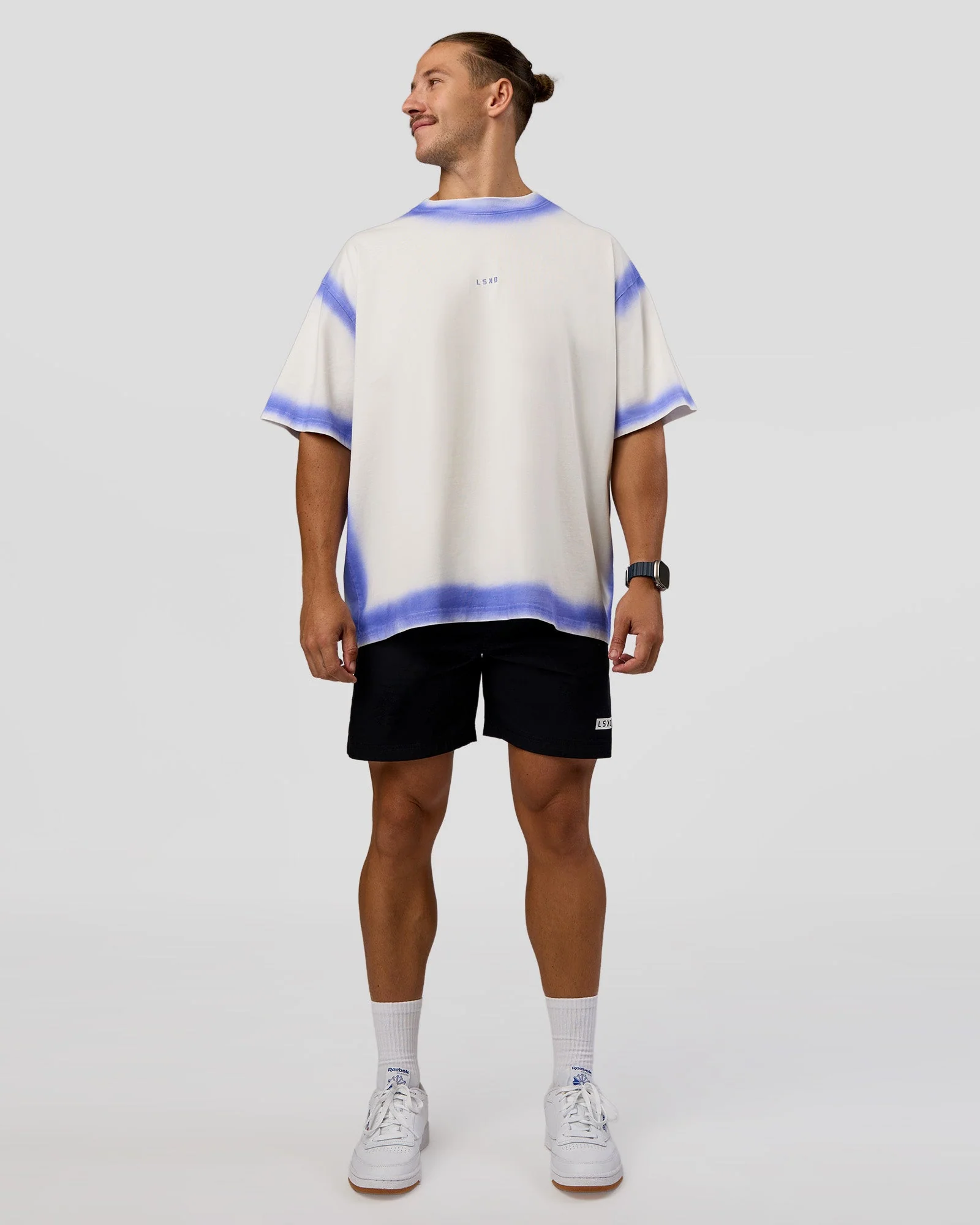 Urban Blur Heavyweight Unisex Oversized Tee - Off White-Power Cobalt - Image 10