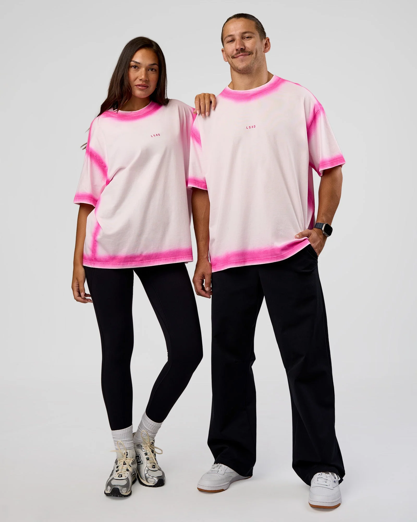 Urban Blur Heavyweight Unisex Oversized Tee - Off White-Ultra Pink