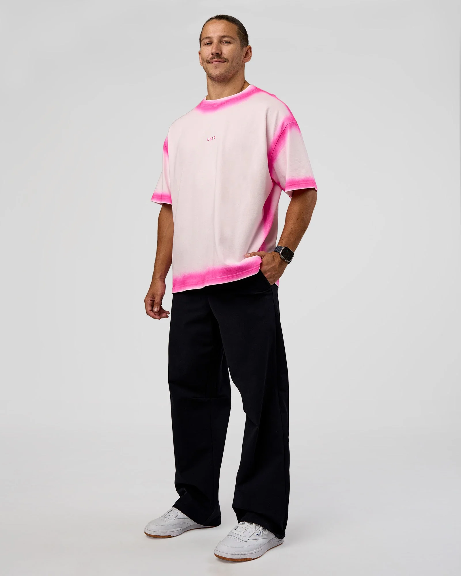 Urban Blur Heavyweight Unisex Oversized Tee - Off White-Ultra Pink - Image 3