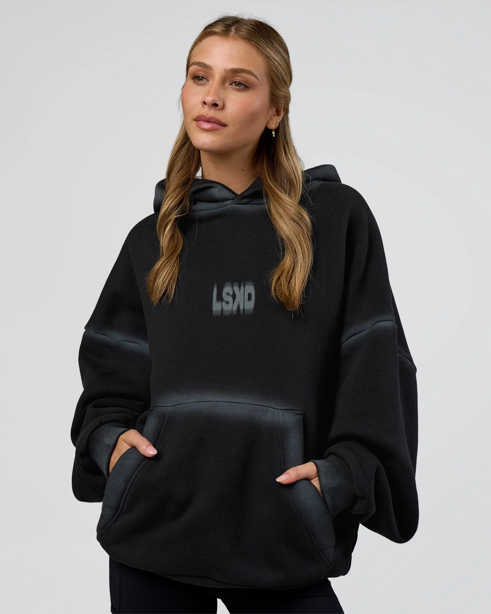 Urban Blur Unisex Oversized Hoodie - Black-Dark Storm - Image 4