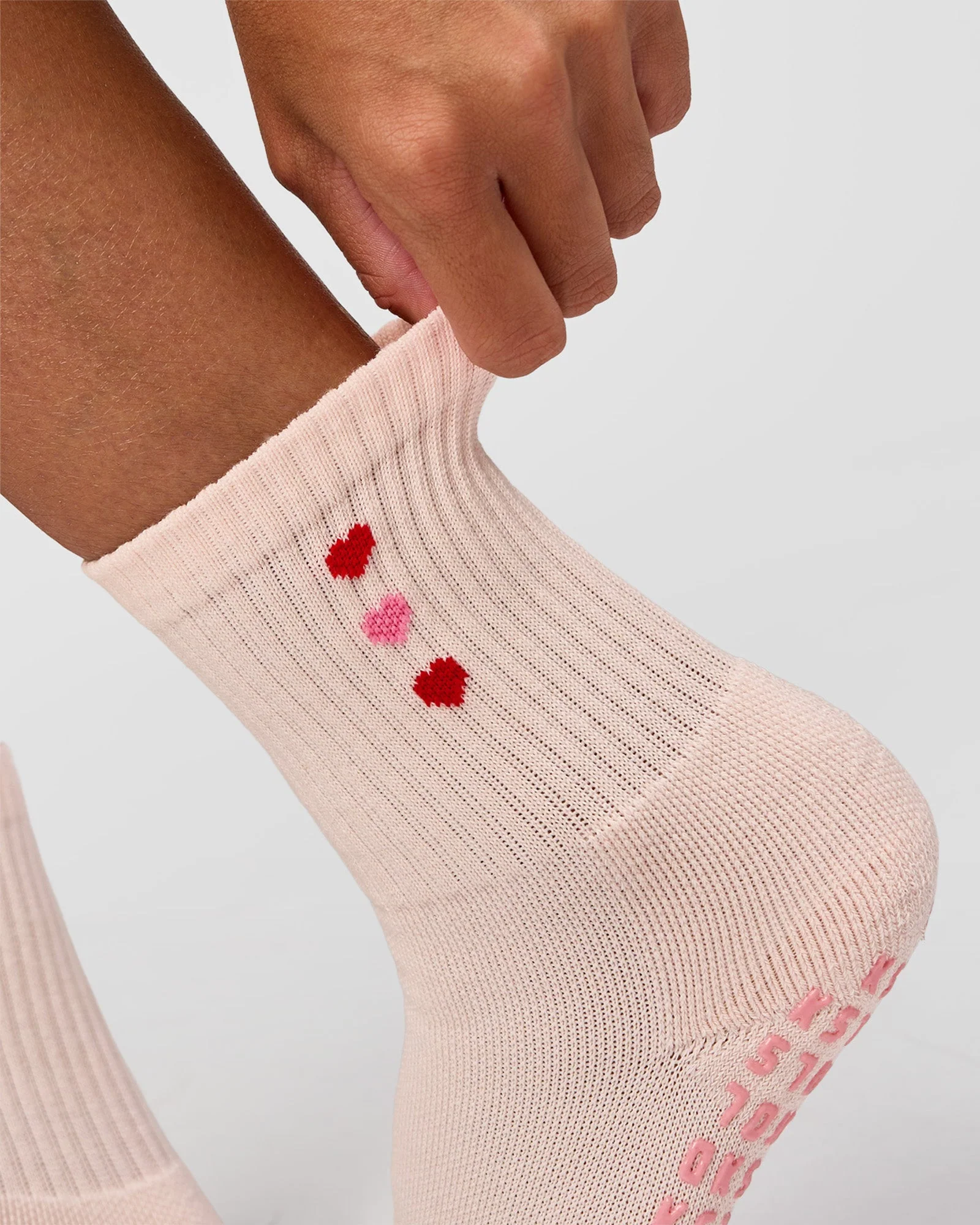 Valentines Pilates Grip Socks - Candy Pink-Flame - Image 5